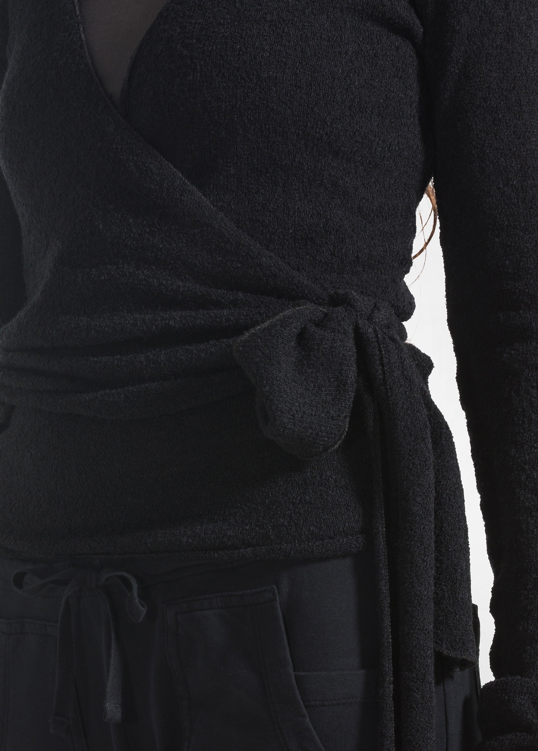 deha-cardigan-incrociato-in-boucl-nero image 4
