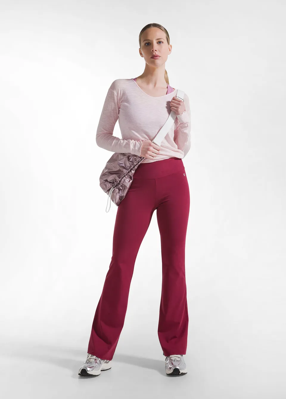 deha-pantaloni-jazz-jersey-stretch-tinta-unita-rossi image 1