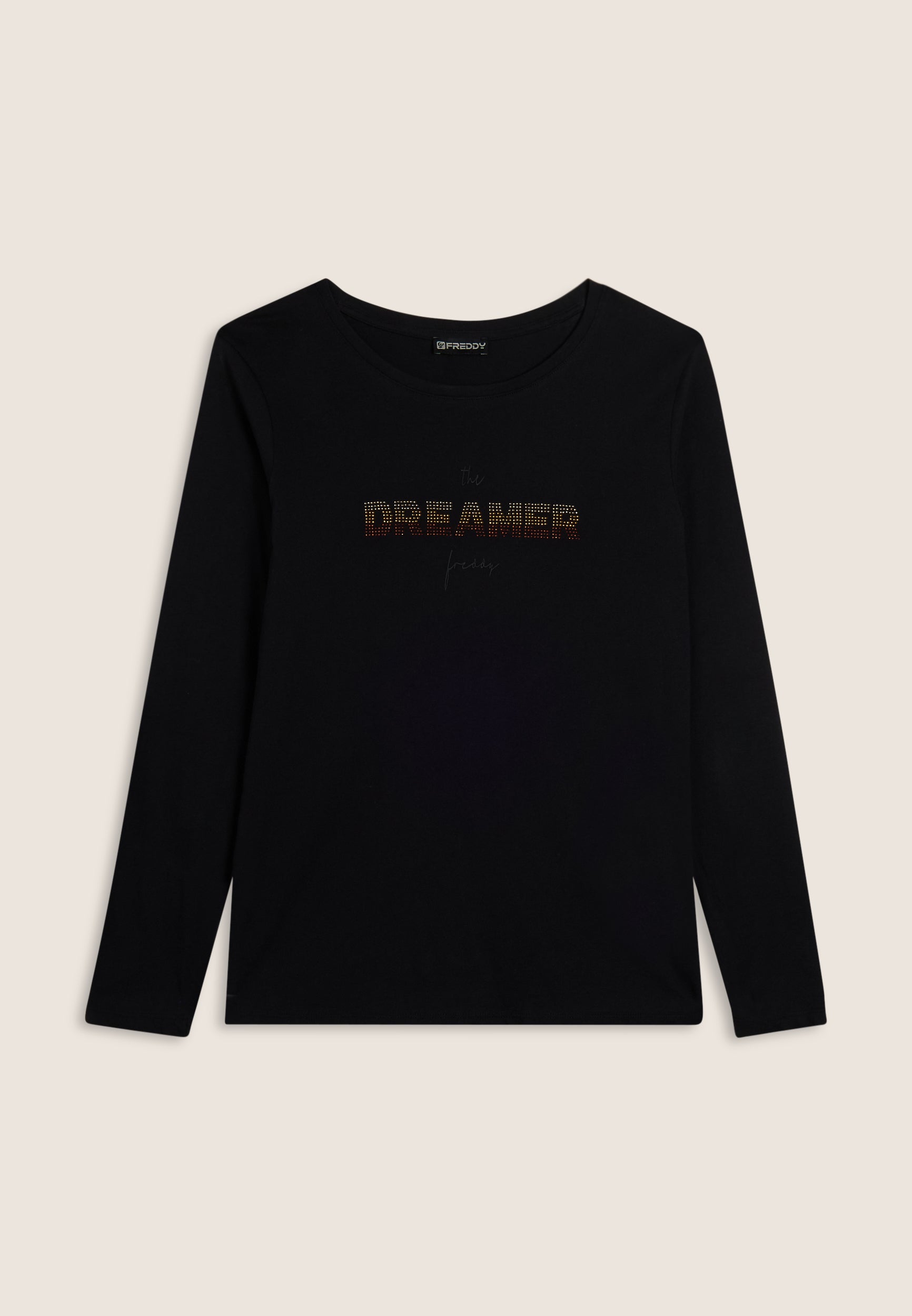freddy-t-shirt-donna-maniche-lunghe-dreamer-in-strass-jersey-supima image 4