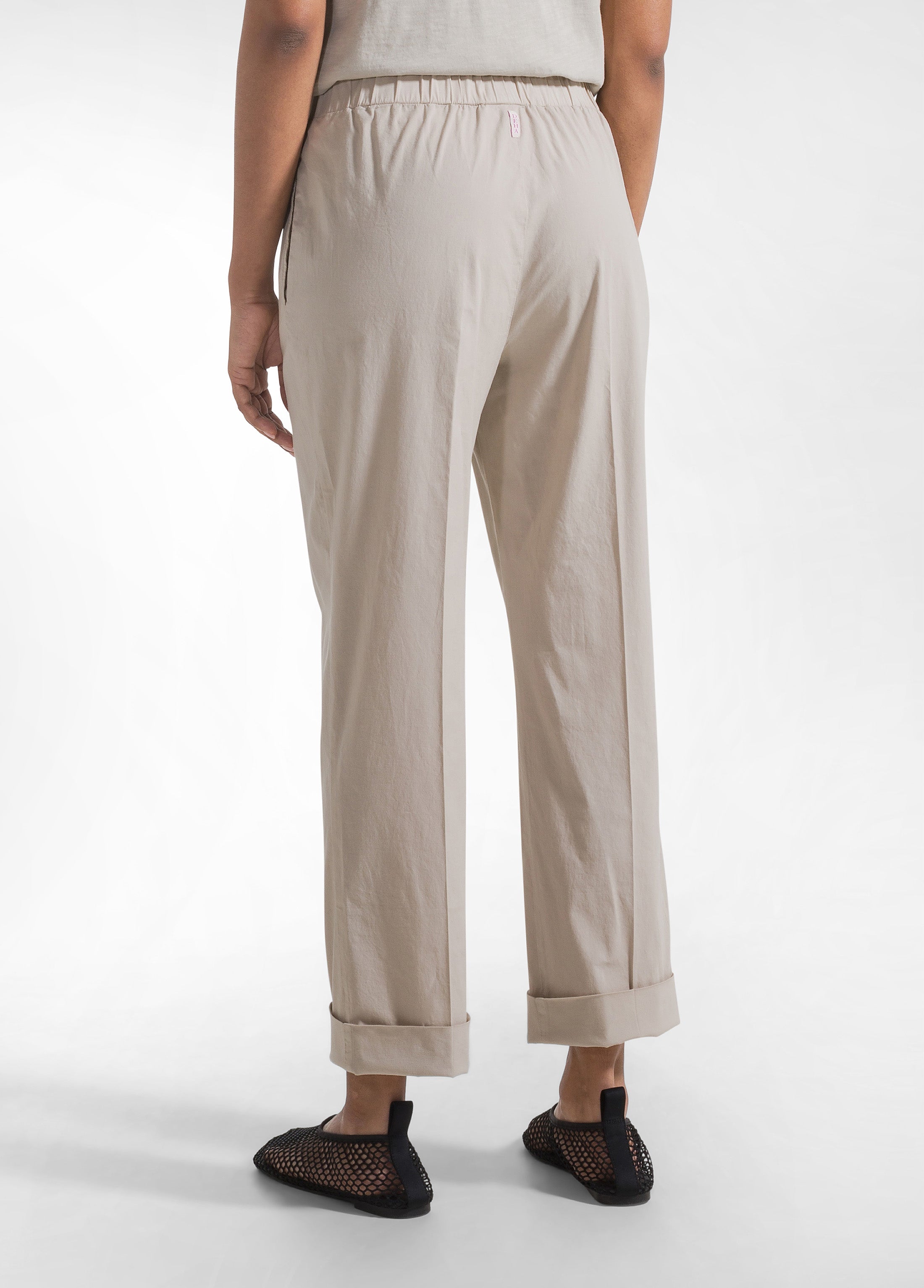 deha-pantaloni-dritti-in-popline-elasticizzato-beige-bestseller image 3