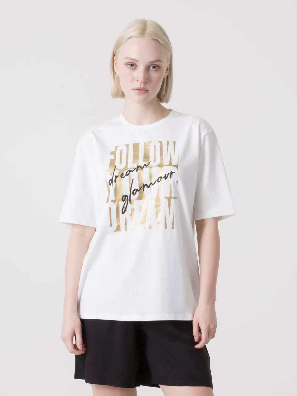 dimensione-danza-t-shirt-donna-in-jersey-stretch-con-stampa-foil-frontale image 1