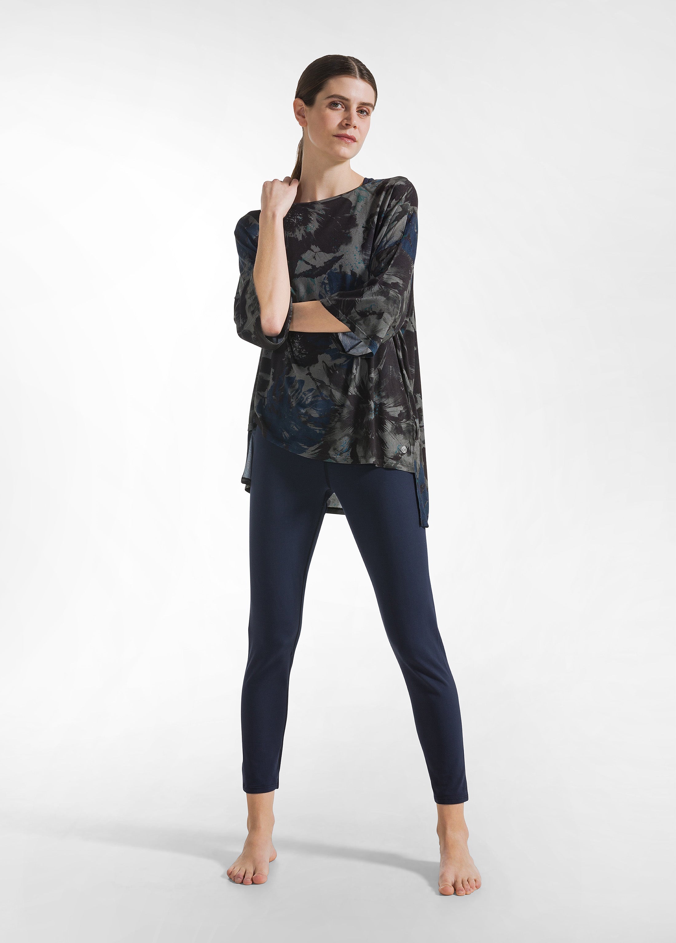 deha-leggings-logo-in-jersey-stretch-blu-notte image 1