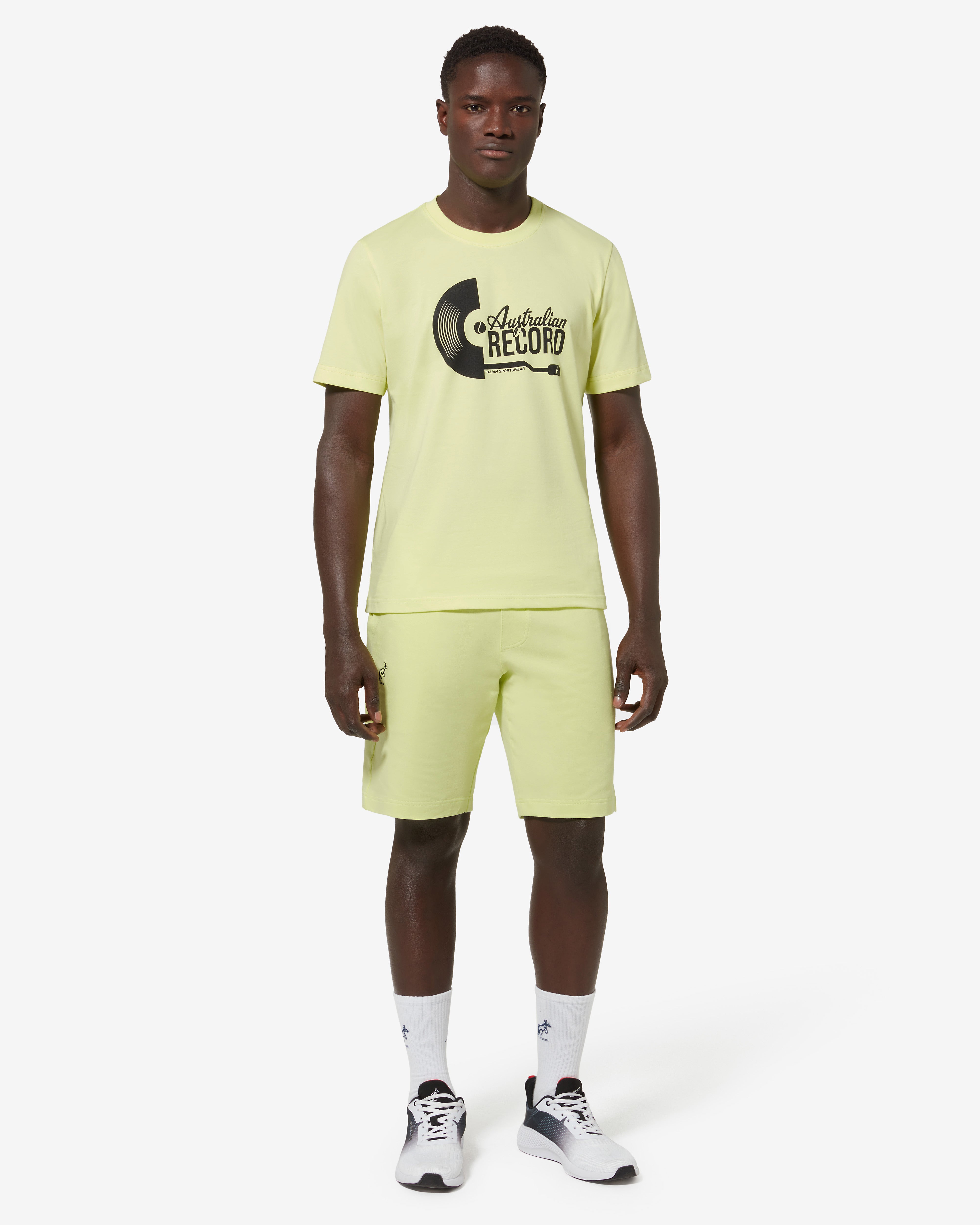 australian-record-t-shirt-t-shirt-cotone-lime-stampa-petto image 2
