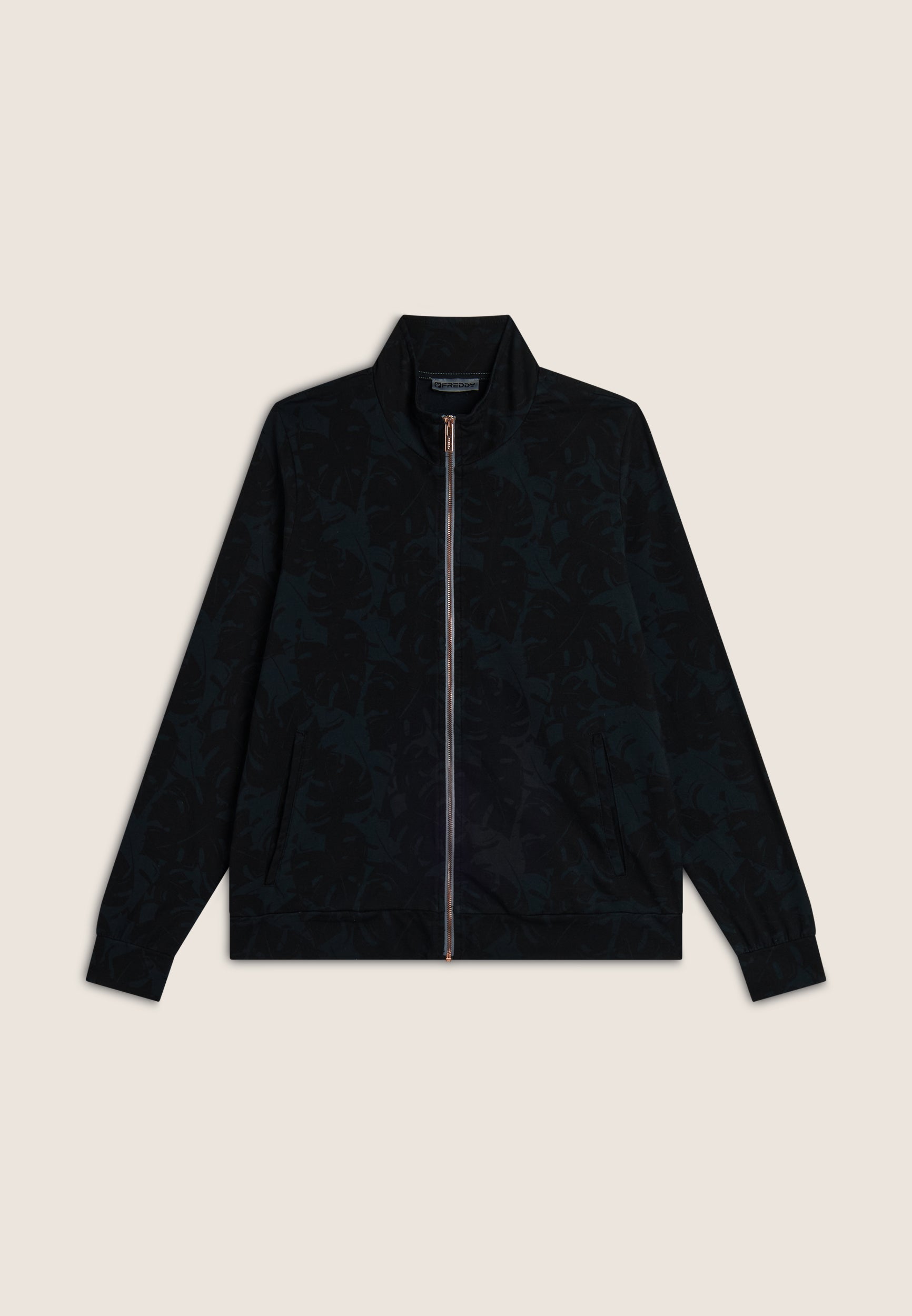 freddy-felpa-donna-collo-alto-zip-oro-100-cotone image 1