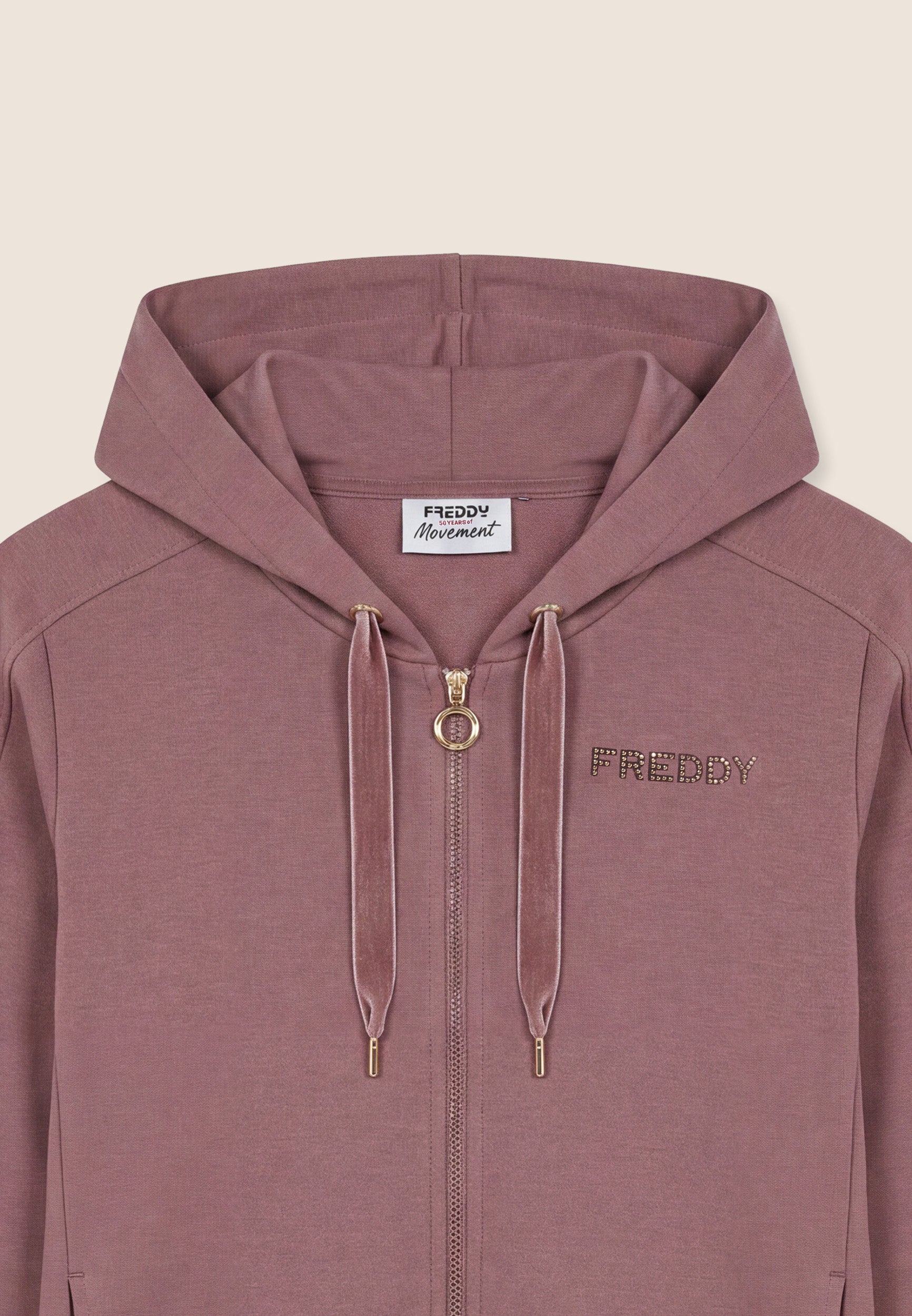 freddy-felpa-donna-regular-con-cappuccio-e-zip-fondo-asimmetrico image 3