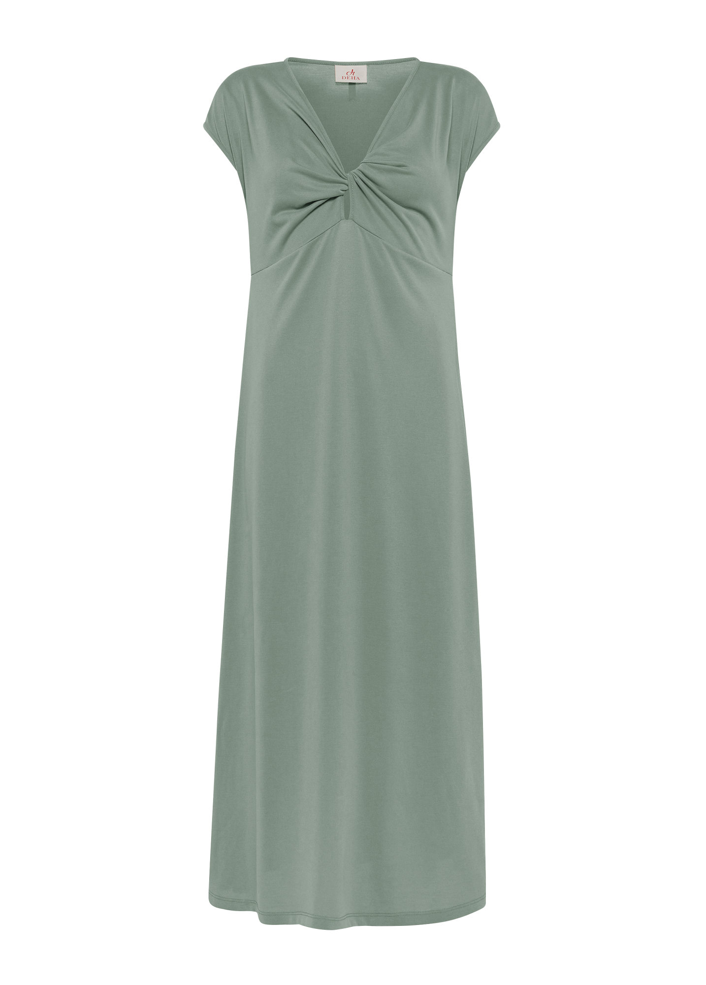 deha-abito-d22030-vestito-mezza-manichetta-modal-verde-scollo-a-v image 1