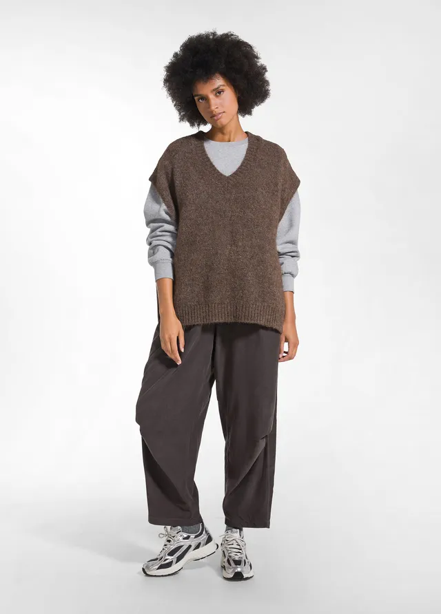 deha-pantalone-balloon-in-velluto-mille-righe-marrone-d52357 image 1