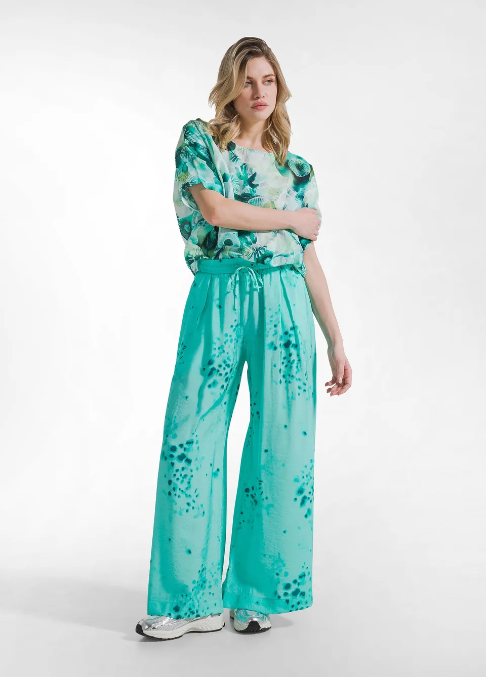 deha-pantaloni-larghi-viscosa-stropicciata-blu image 1