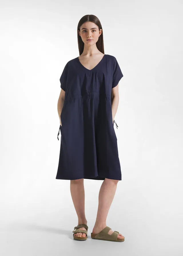 deha-abito-in-popeline-con-coulisse-blu-vestito-ampio-cotone-stretch image 1
