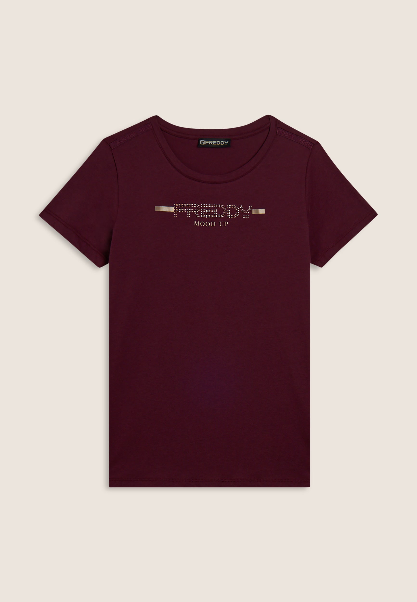 freddy-t-shirt-donna-con-strass-e-banda-logata-sulle-spalle image 5