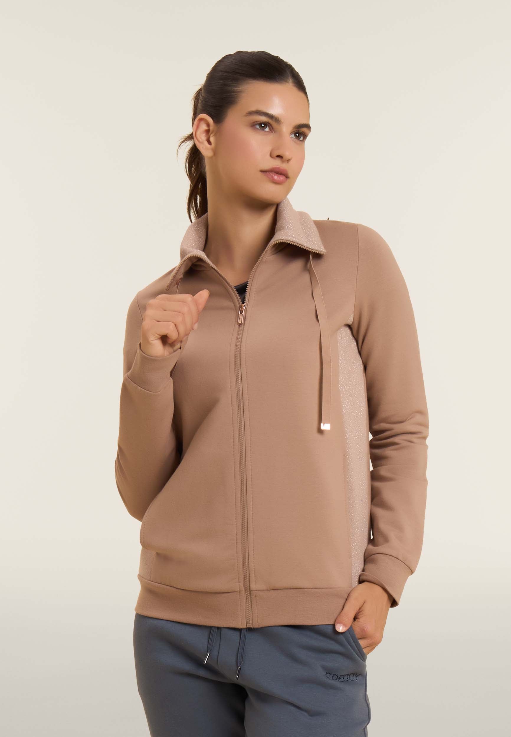 freddy-felpa-donna-full-zip-collo-alto-inserti-m-lange-lurex image 1