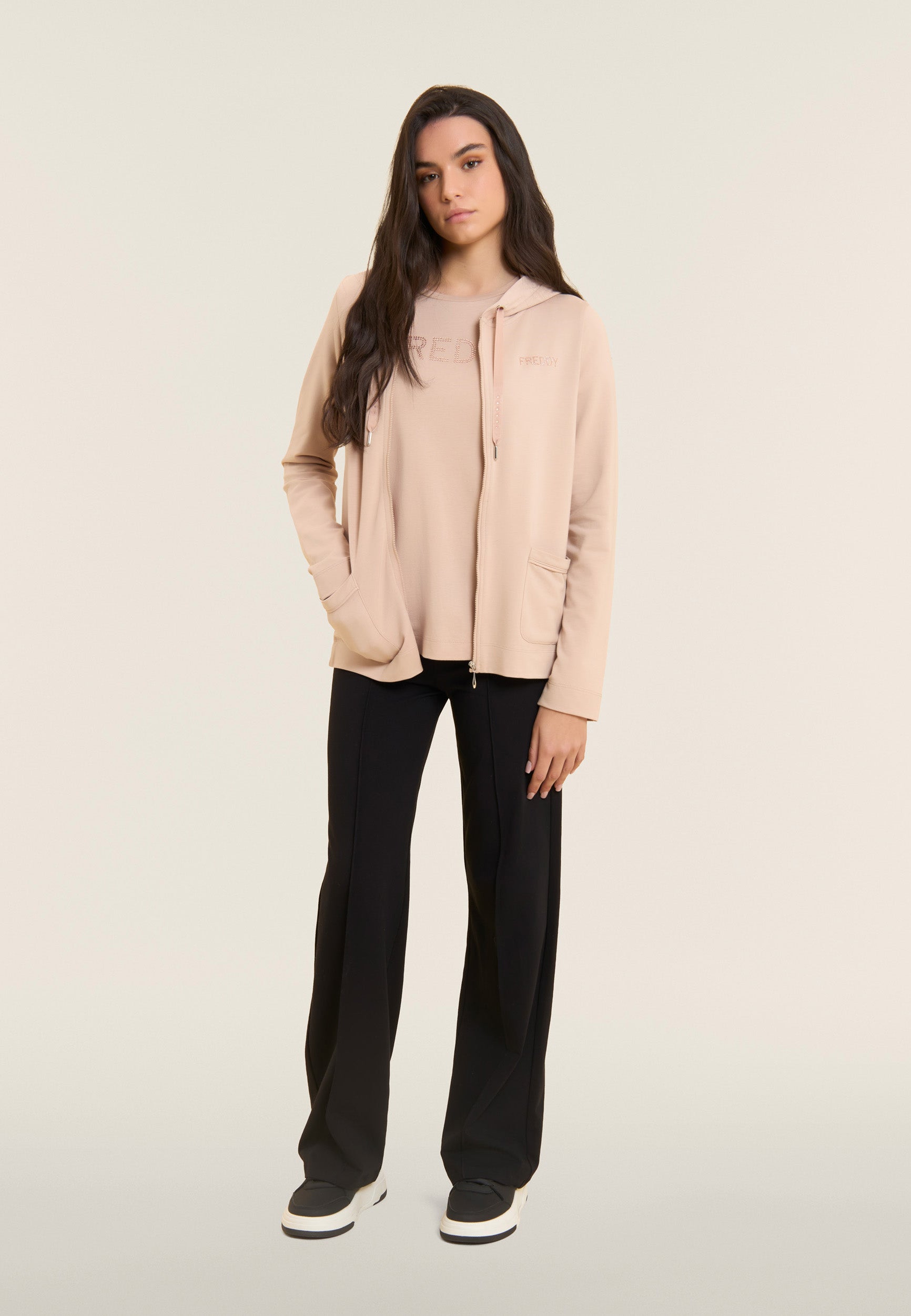 freddy-felpa-cappuccio-zip-regular-con-strass-e-inserto-effetto-seta image 5