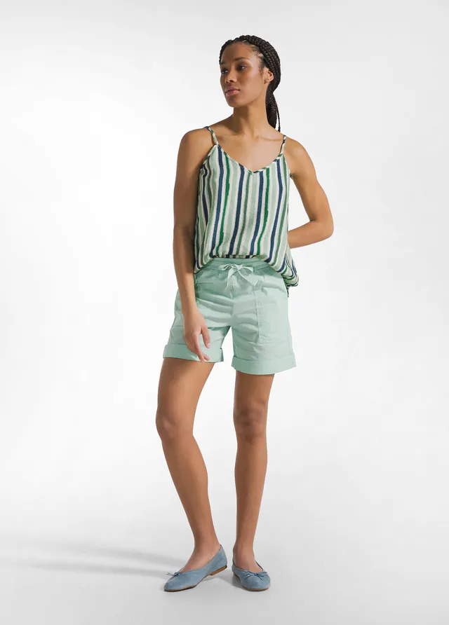 deha-bermuda-in-popeline-cotone-con-coulisse-verde image 1