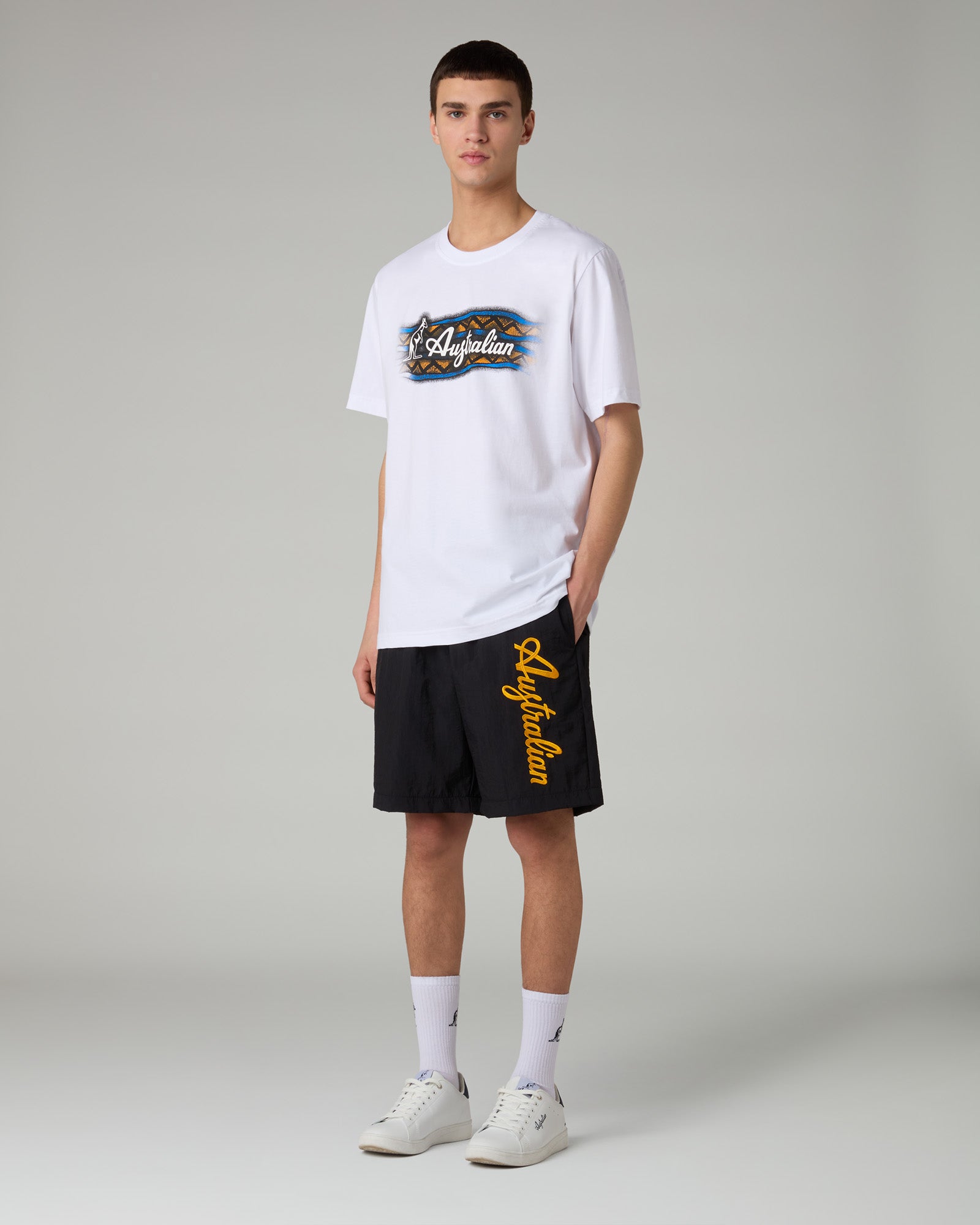 australian-embroidery-logo-short-pantaloncino-nero-retr image 2