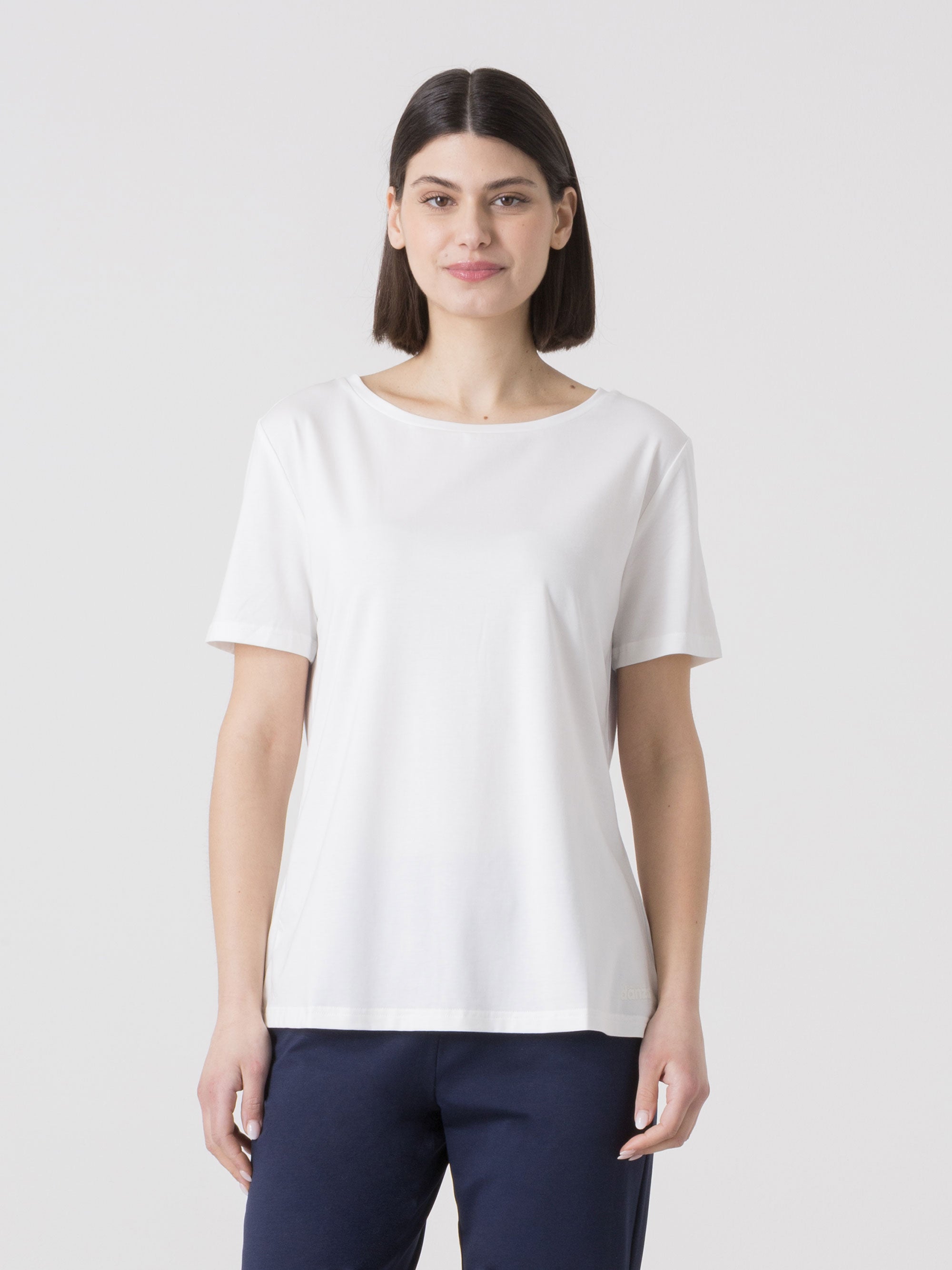 dimensione-danza-t-shirt-donna-modal-jersey-stretch-con-inserto-georgette image 1
