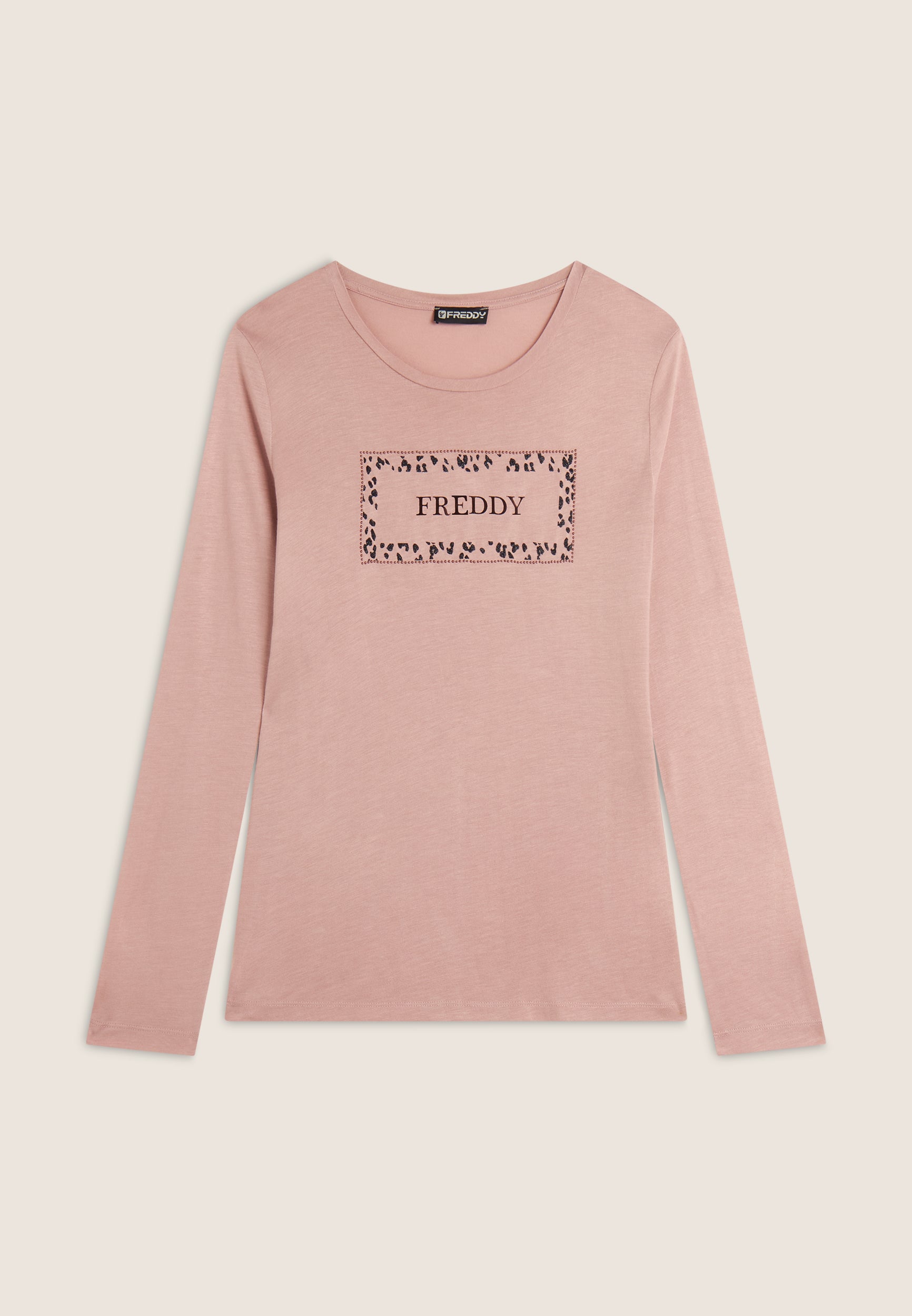 freddy-t-shirt-donna-manica-lunga-animalier-oro-rosa-viscosa image 5