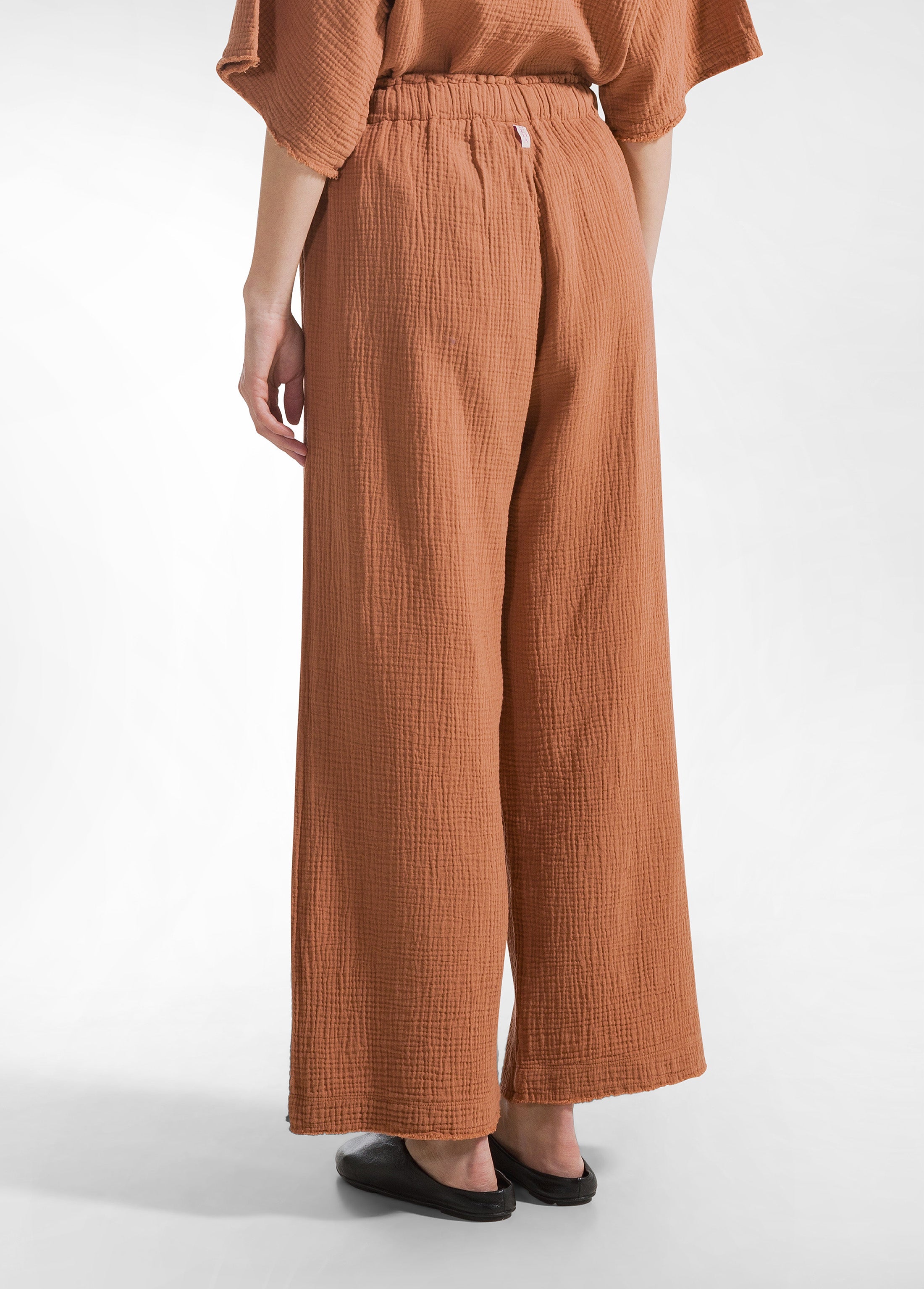 deha-pantalone-cropped-in-garza-di-cotone-marrone image 3