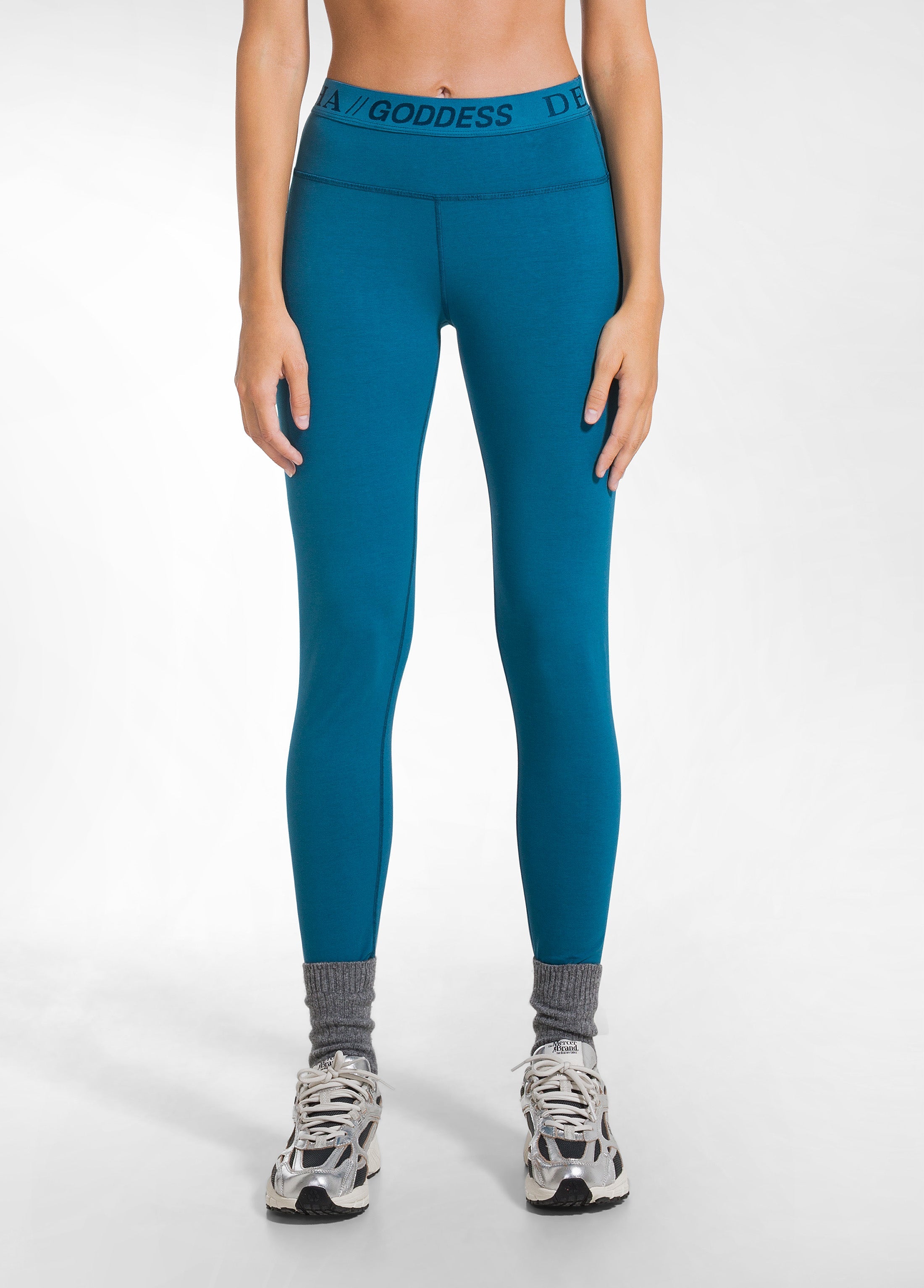 deha-leggings-in-jersey-stretch-con-logo-verde-leggings-gym-donna image 2