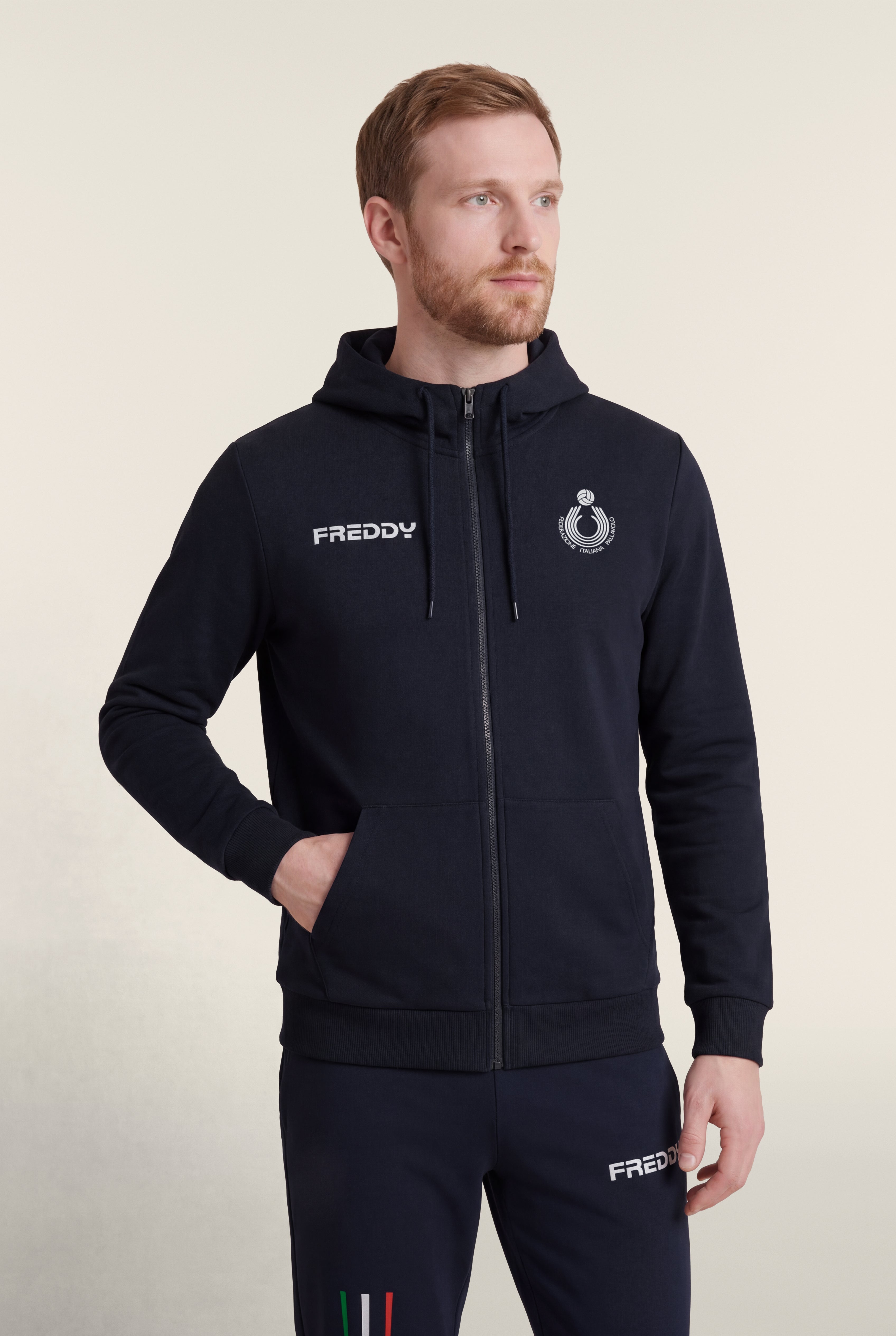 freddy-felpa-uomo-fipav-beach-volley-zip-cappuccio-cotone image 1