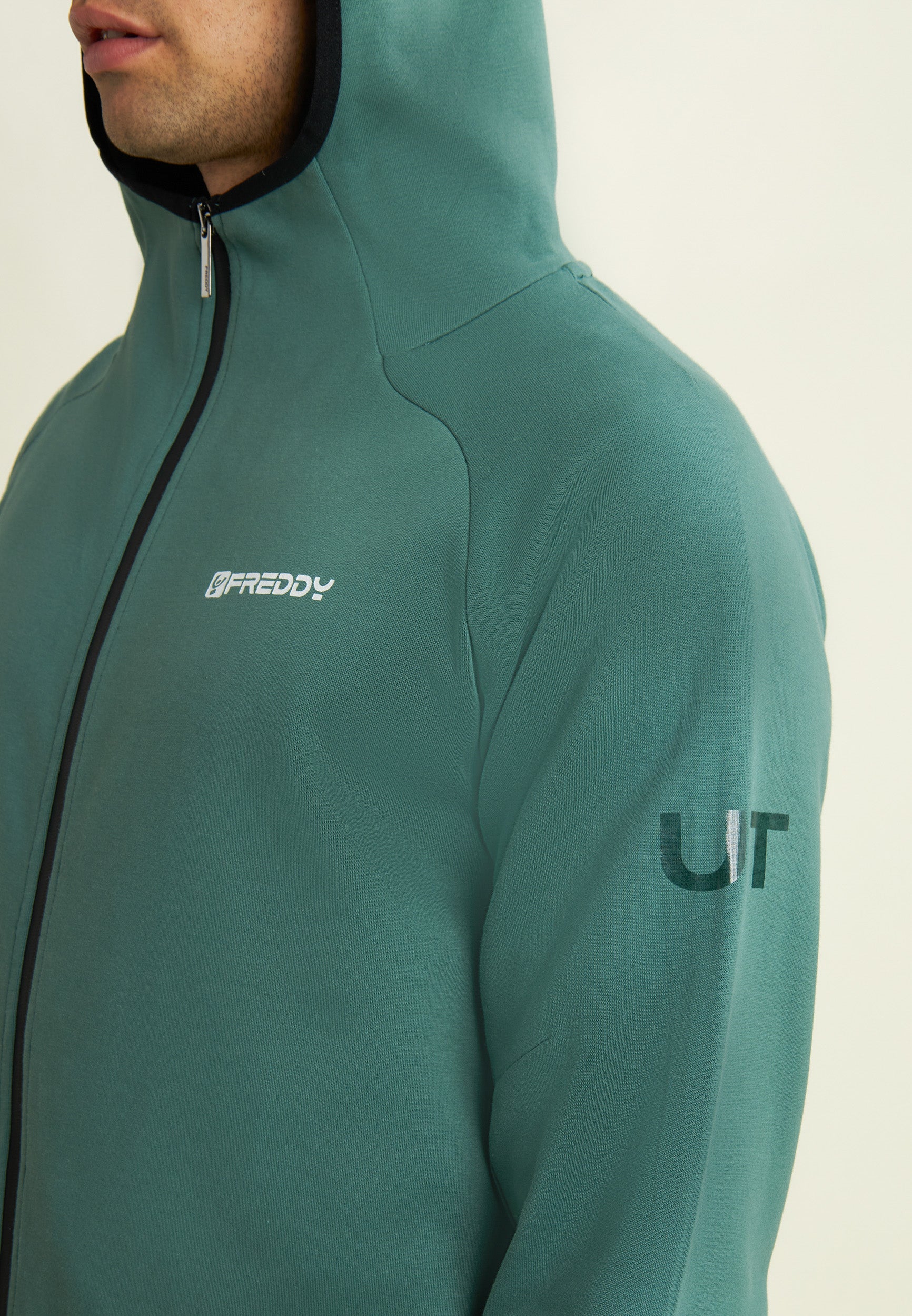 freddy-felpa-full-zip-uomo-con-cappuccio-e-bordi-jacquard image 4