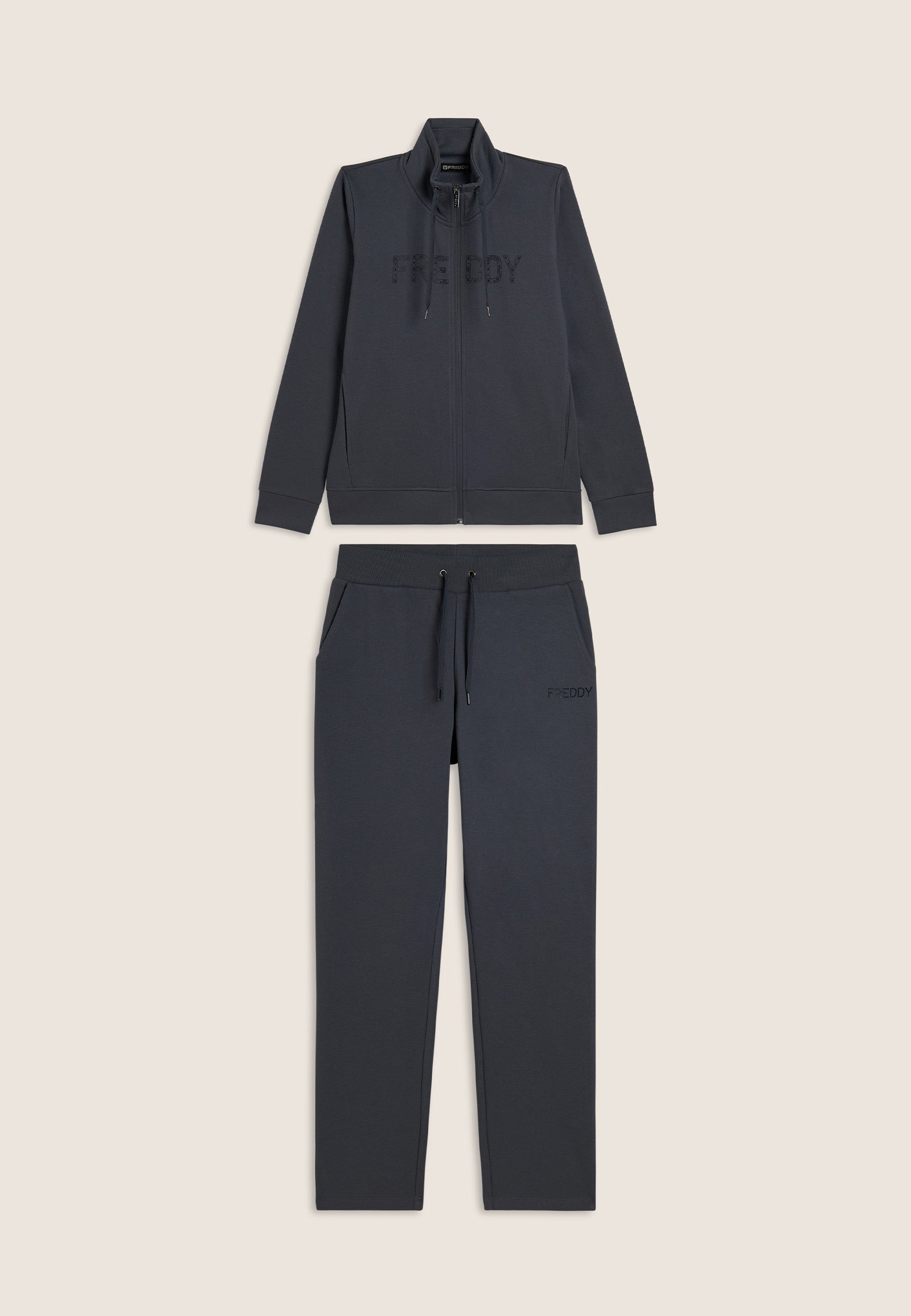 freddy-tuta-donna-full-zip-collo-alto-con-logo-perlato-in-felpa-garzata image 5