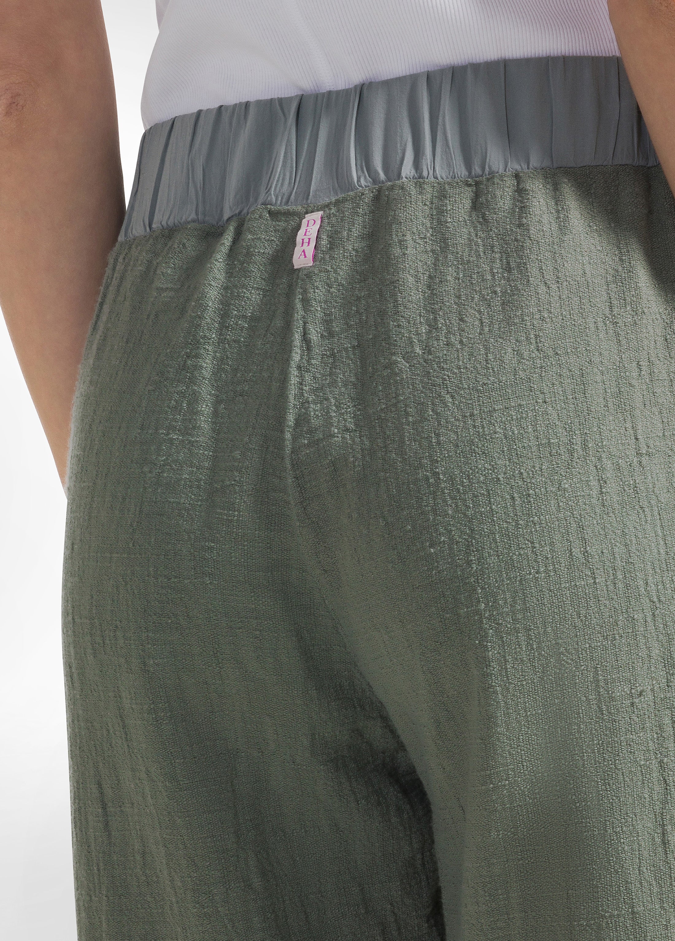 deha-pantalone-carrot-in-tweed-di-cotone-verde image 4