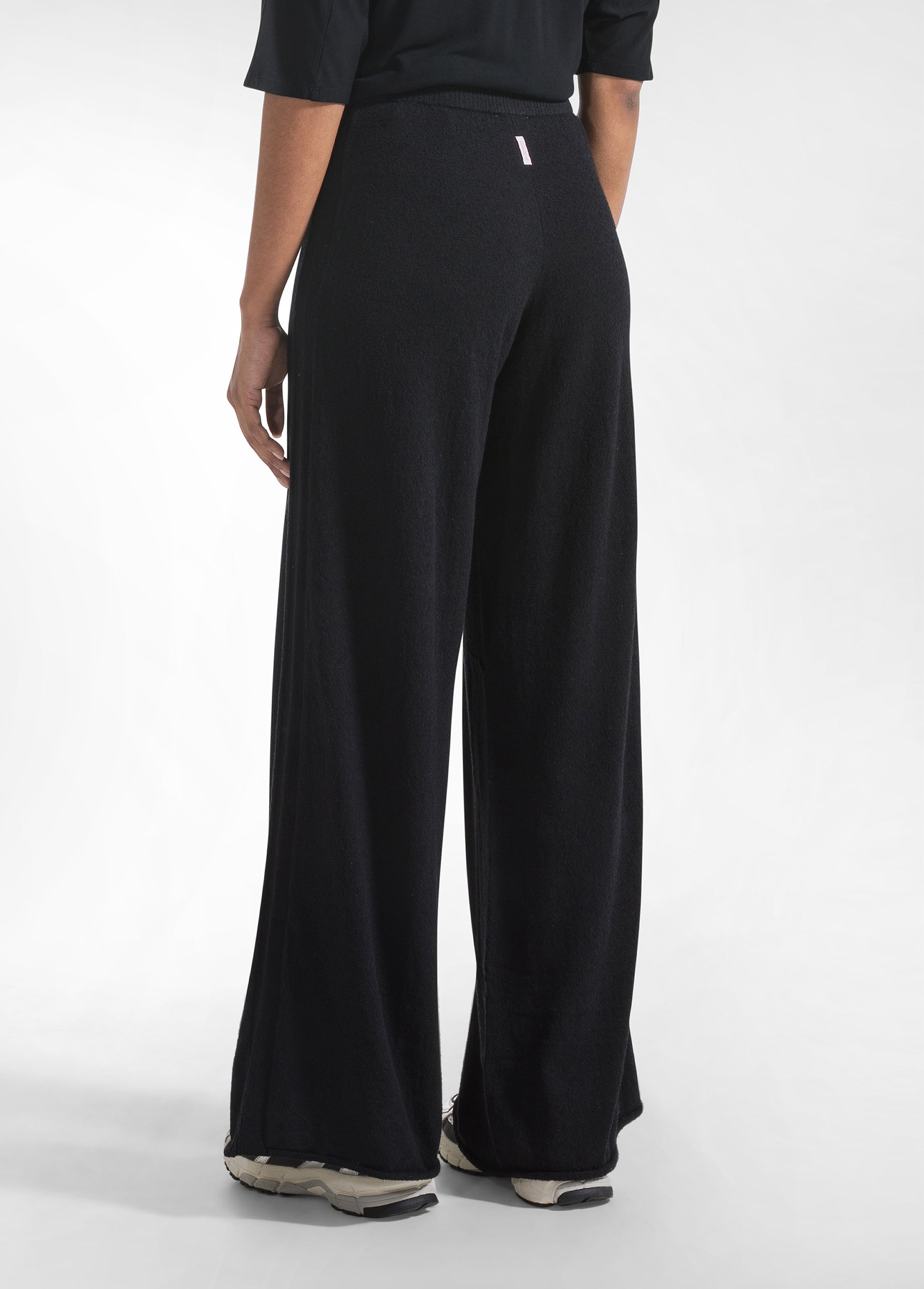 deha-pantaloni-palazzo-in-maglieria-boucl-nero-d42386 image 3