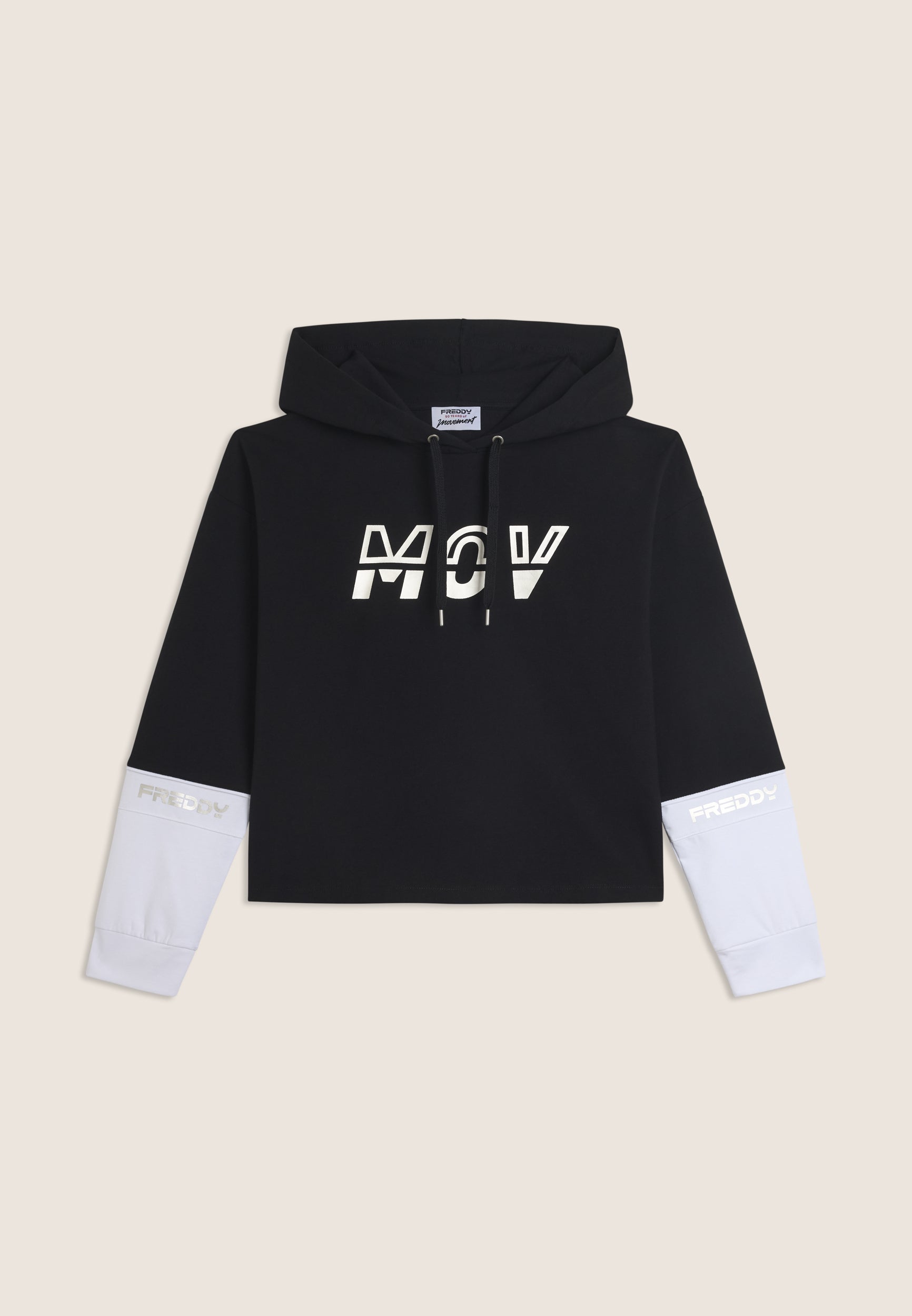 freddy-felpa-con-cappuccio-mov-in-heavy-jersey-stretch-con-maniche-colour-block image 1