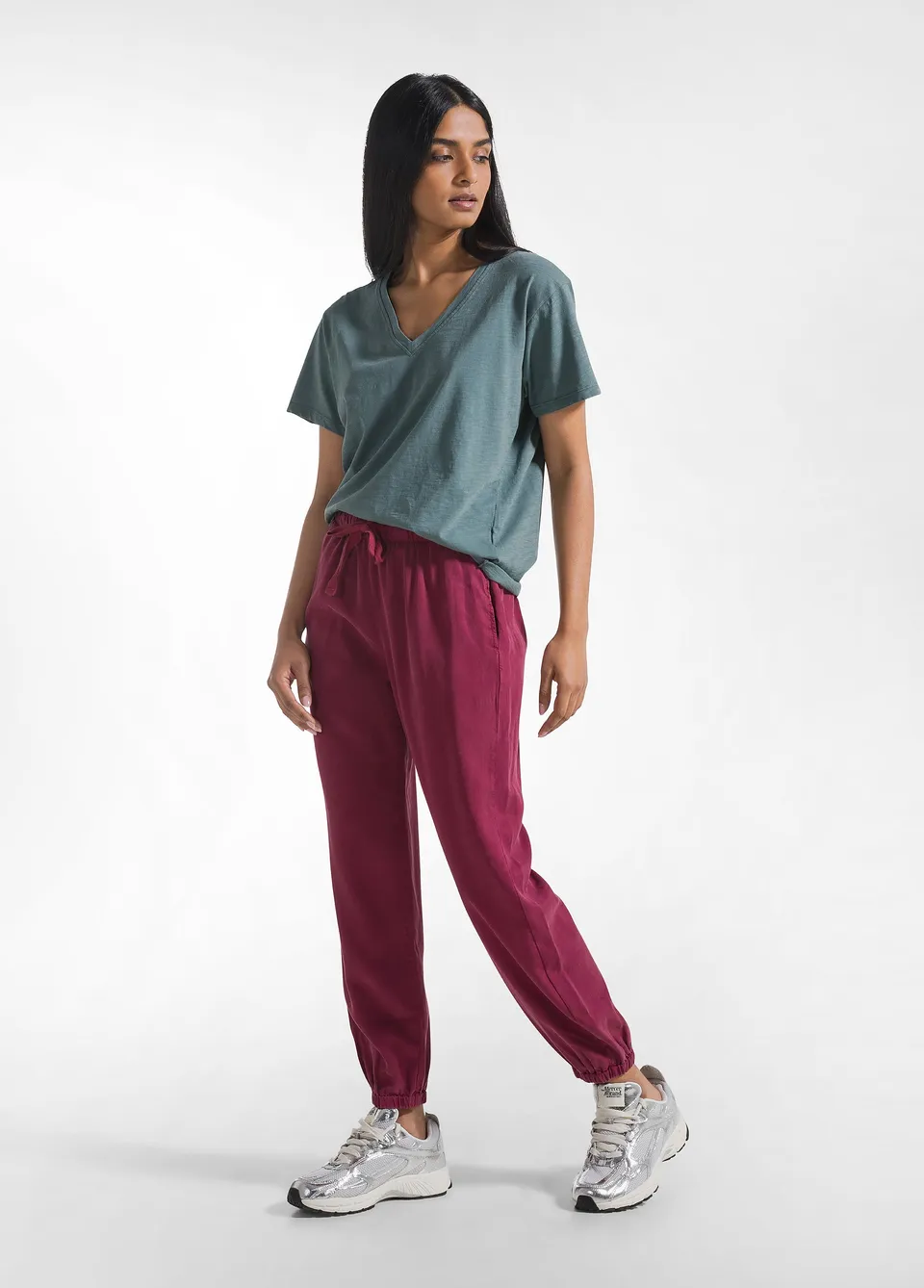 deha-pantaloni-jogger-in-lyocell-rosso image 1