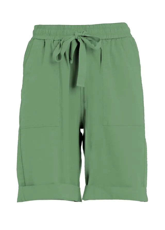 deha-bermuda-in-popeline-con-coulisse-verde-cotone-stretch image 1