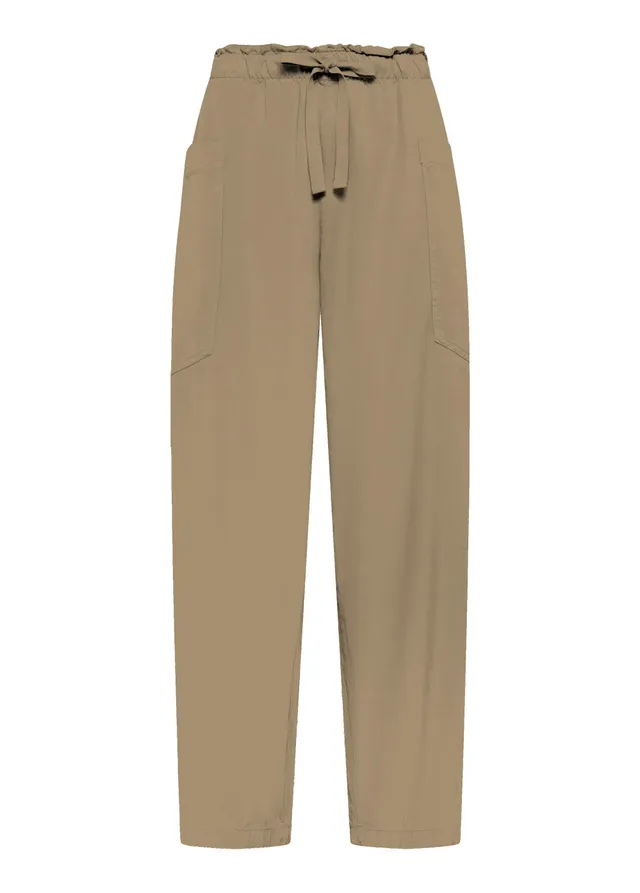 deha-d42756-pantaloni-balloon-in-twill-di-lyocell-marrone image 1