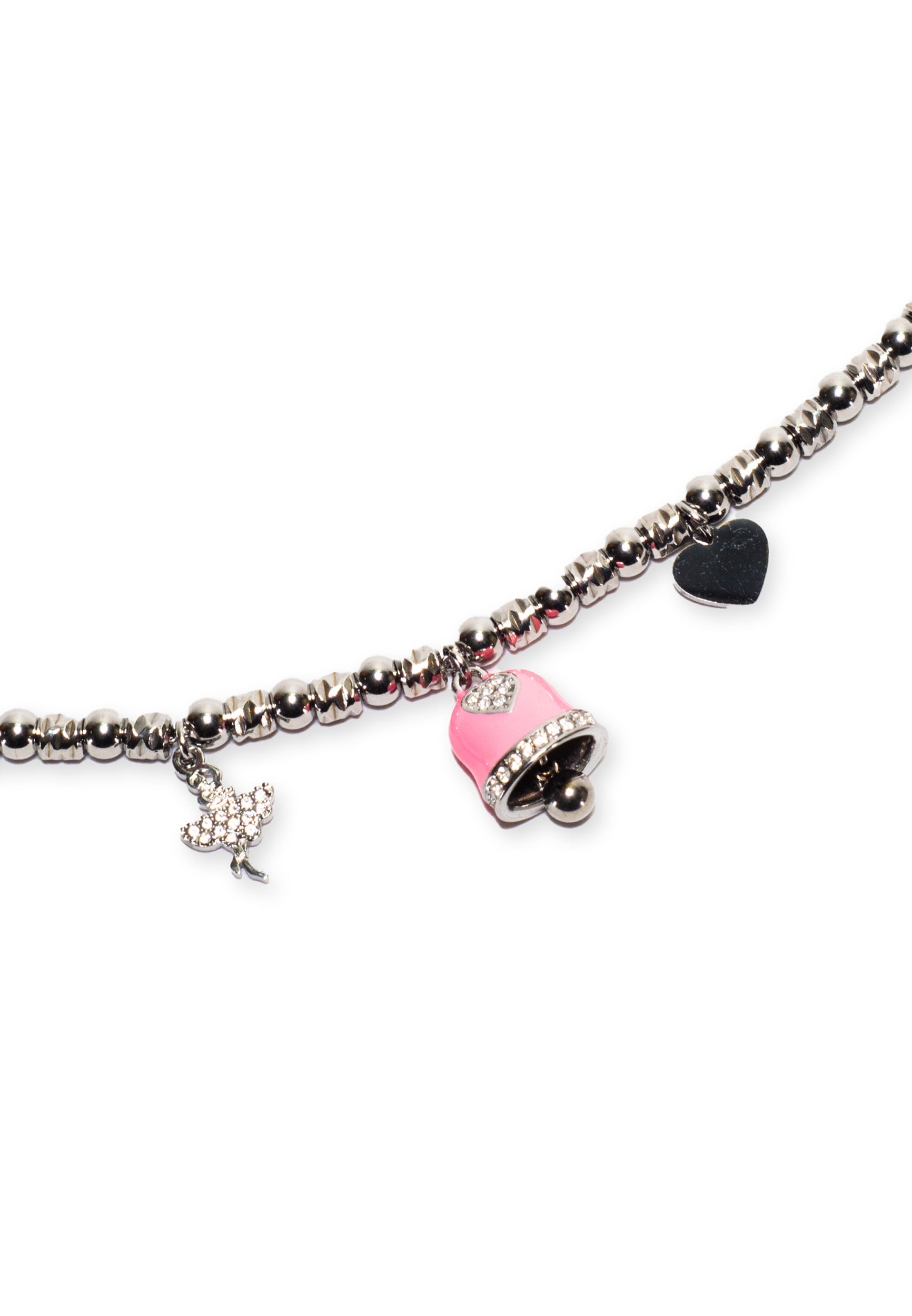 freddy-bracciale-in-acciaio-silver-a-sfere-con-charms-rosa-e-strass image 3