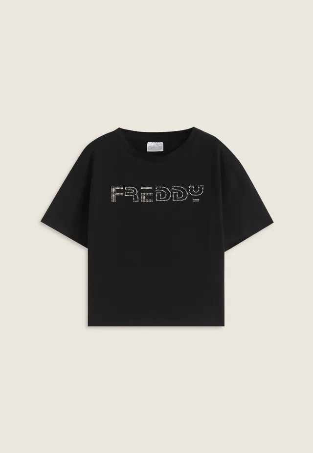 freddy-t-shirt-cropped-bambina-comfort-con-logo-borchiato image 1
