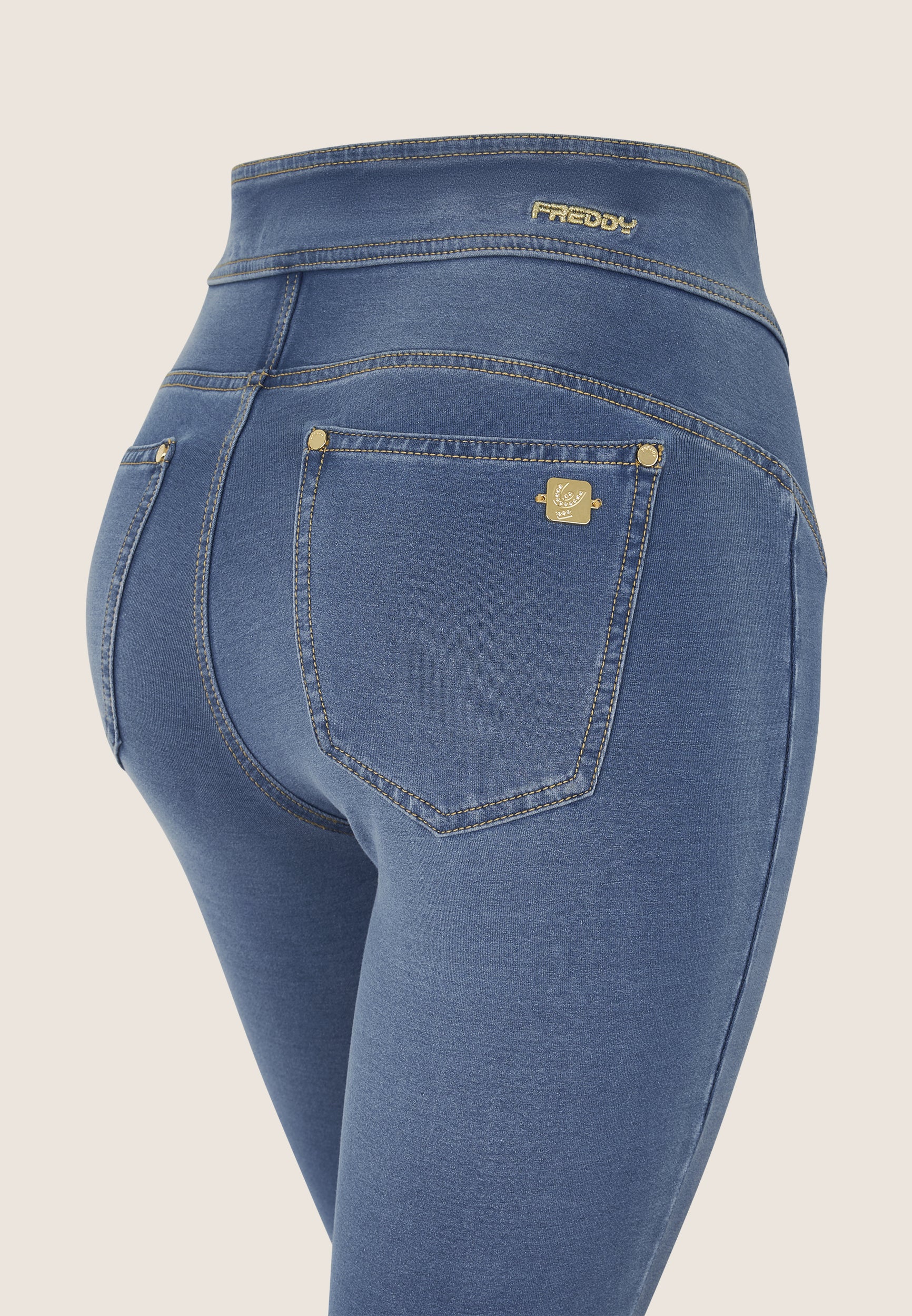 freddy-n-o-w-jeggings-skinny-vita-alta-denim-con-impunture image 7