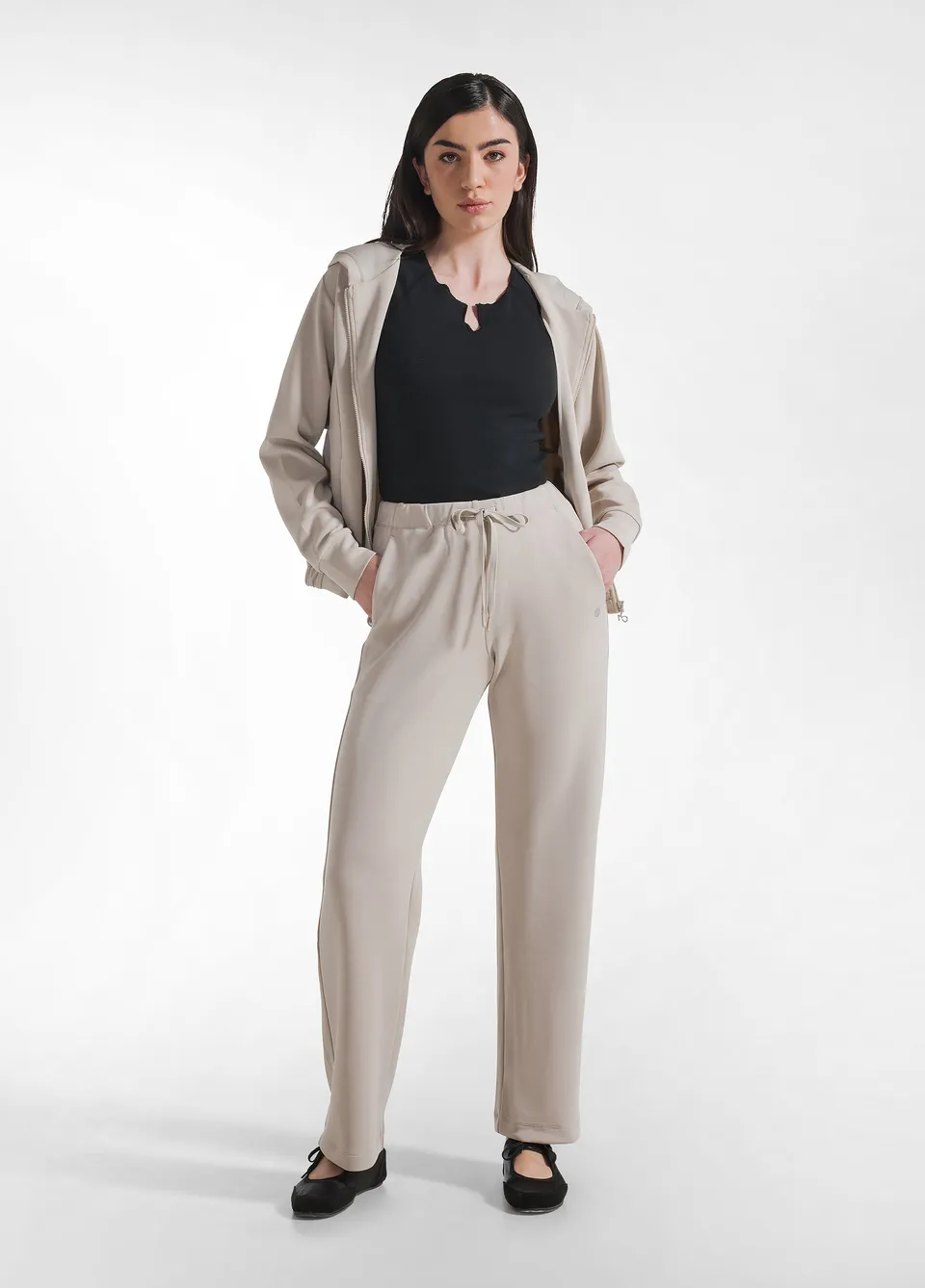 deha-pantalone-dritto-soft-touch-beige-d22005-modal-comfort image 1