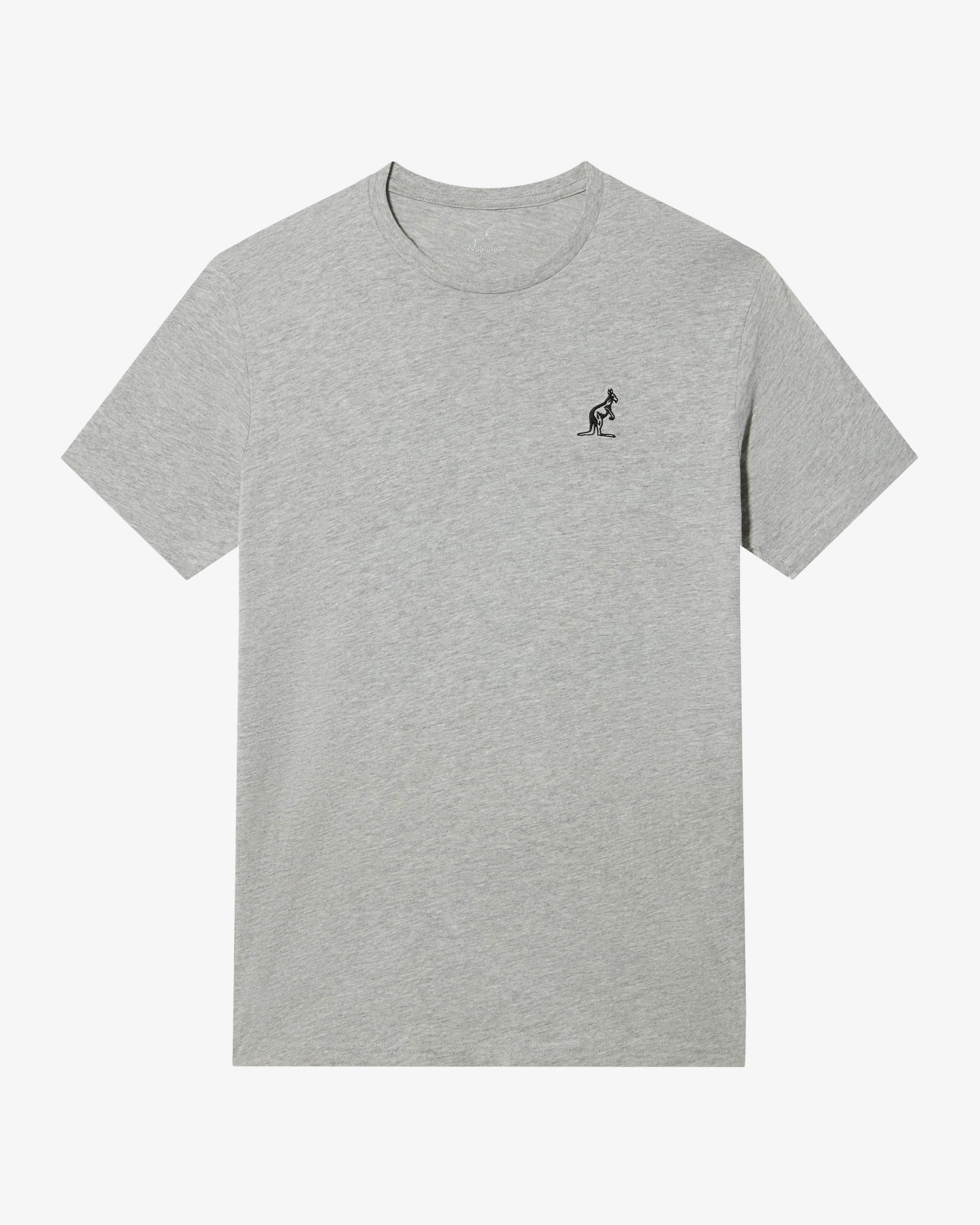 australian-basic-t-shirt-league-maglietta-cotone-grigio-melange-logo-ricamato image 5