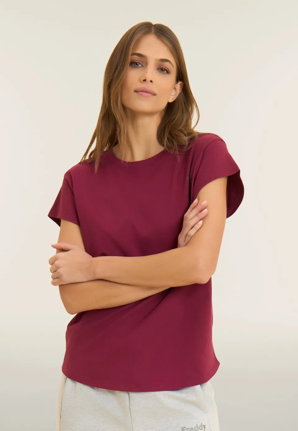 freddy-t-shirt-donna-regular-fit-manica-ad-aletta-cotone image 1