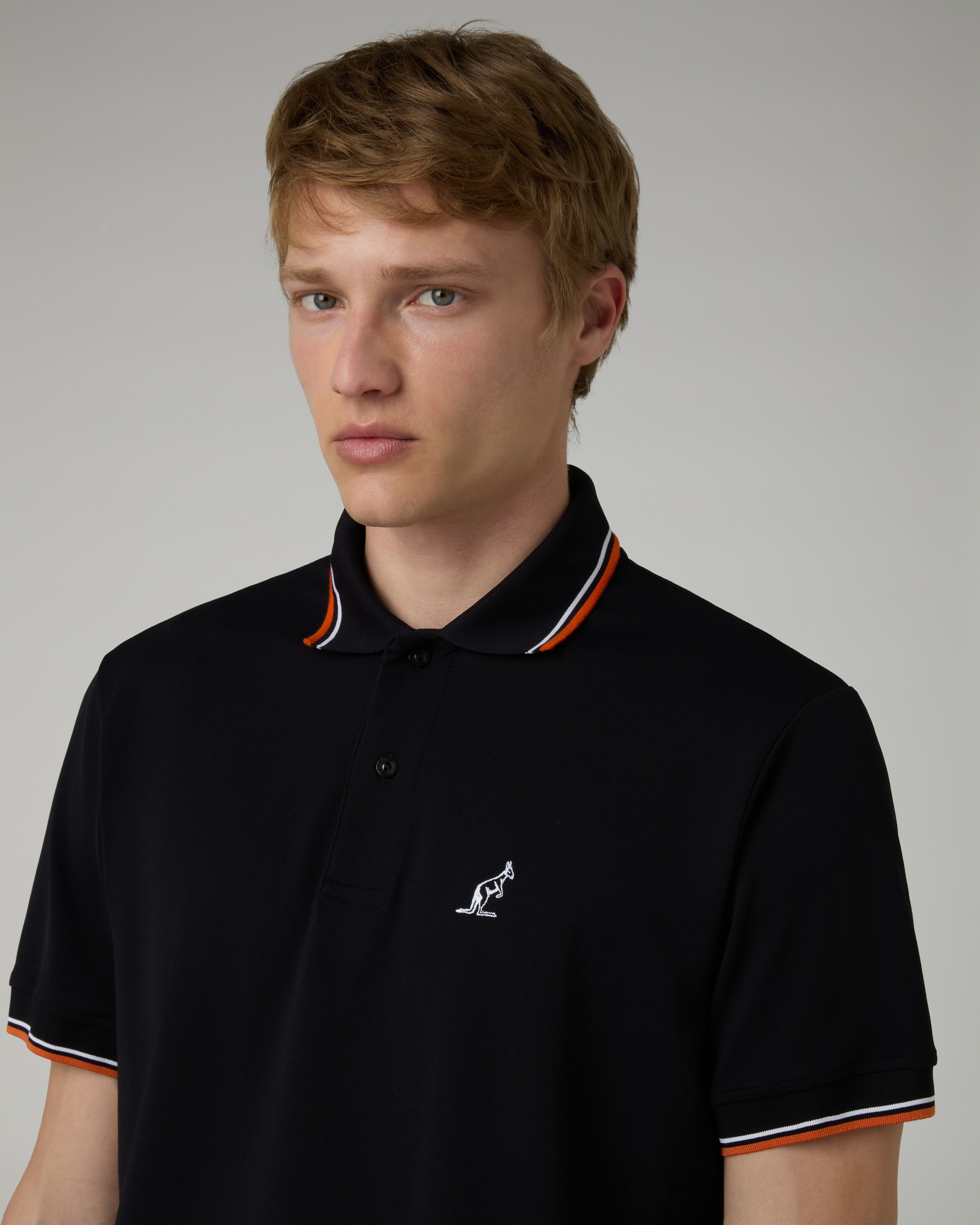 australian-2-stripes-polo-nera-piquet-tecnico-bielastico image 4