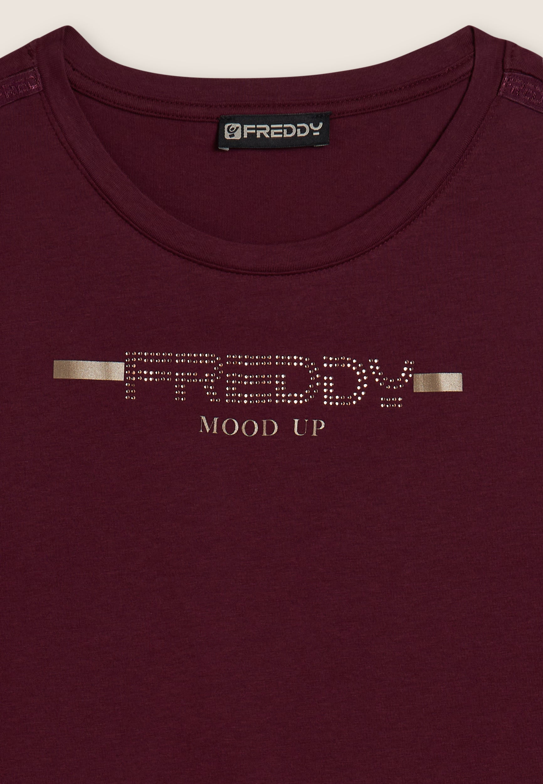 freddy-t-shirt-donna-con-strass-e-banda-logata-sulle-spalle image 7