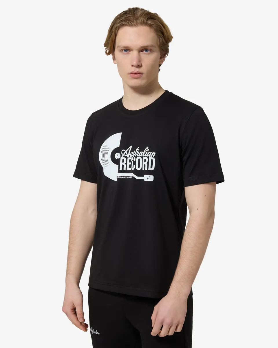 australian-record-t-shirt-swuts0057-t-shirt-cotone-nera-regular-fit image 1