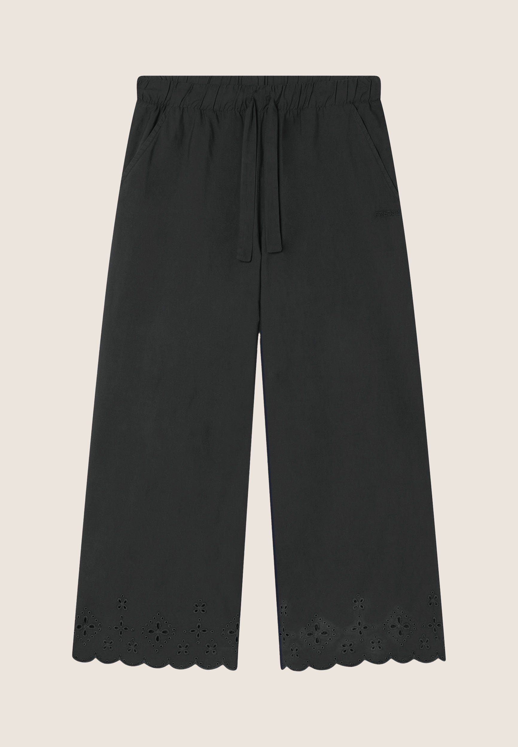 freddy-pantaloni-wide-leg-cotone-navetta-con-ricami-sangallo image 8