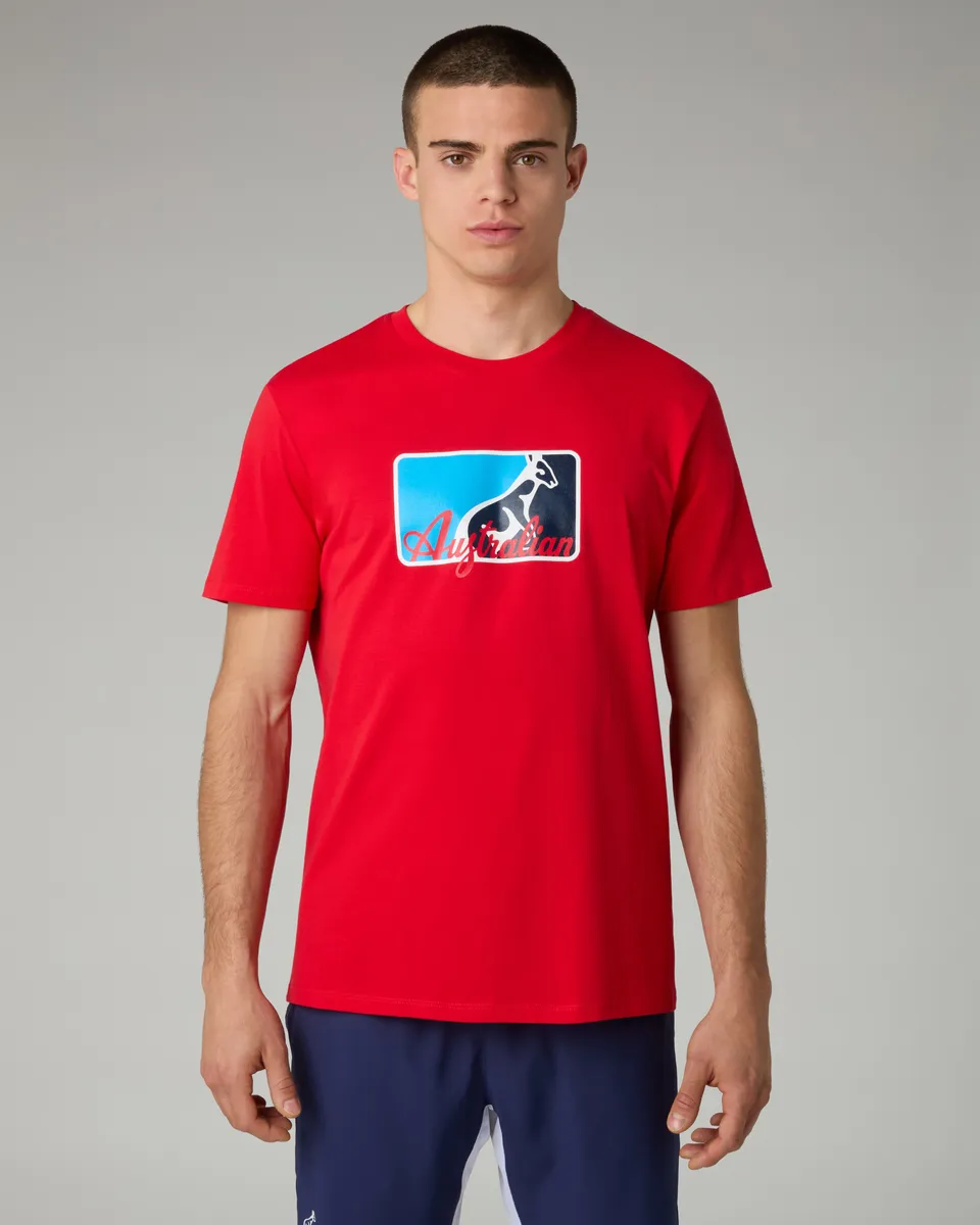 australian-league-cotton-t-shirt-maglietta-cotone-rosso-vivo image 1