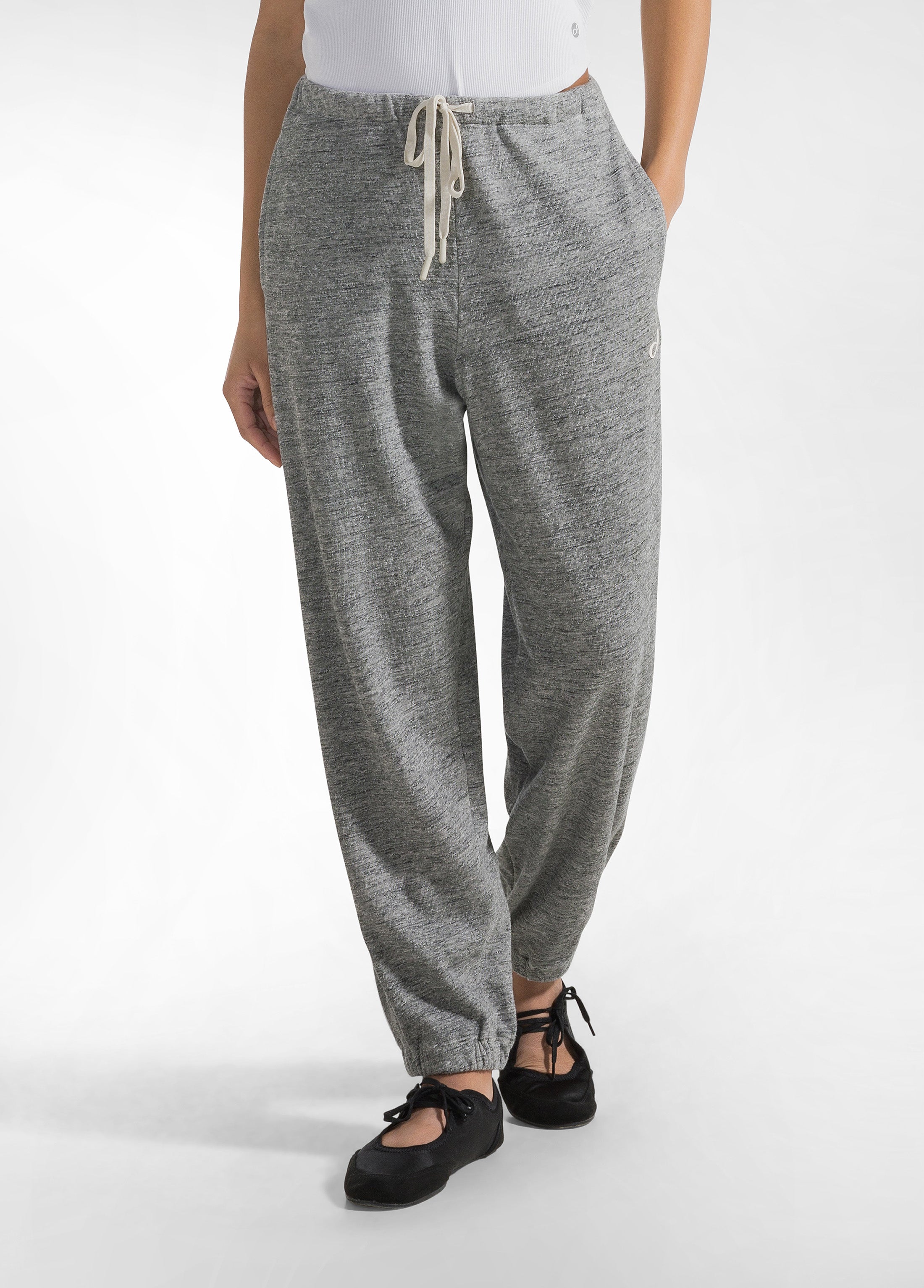 deha-pantaloni-jogger-in-felpa-fiammata-grigio image 2