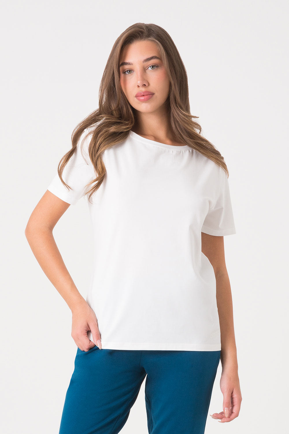 dimensione-danza-t-shirt-donna-in-cotone-modal-jersey-stretch-con-logo-tono-su-t image 1
