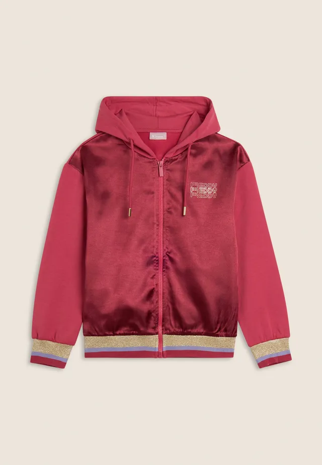 freddy-felpa-bambina-full-zip-con-fronte-in-raso-e-dettagli-lurex image 1