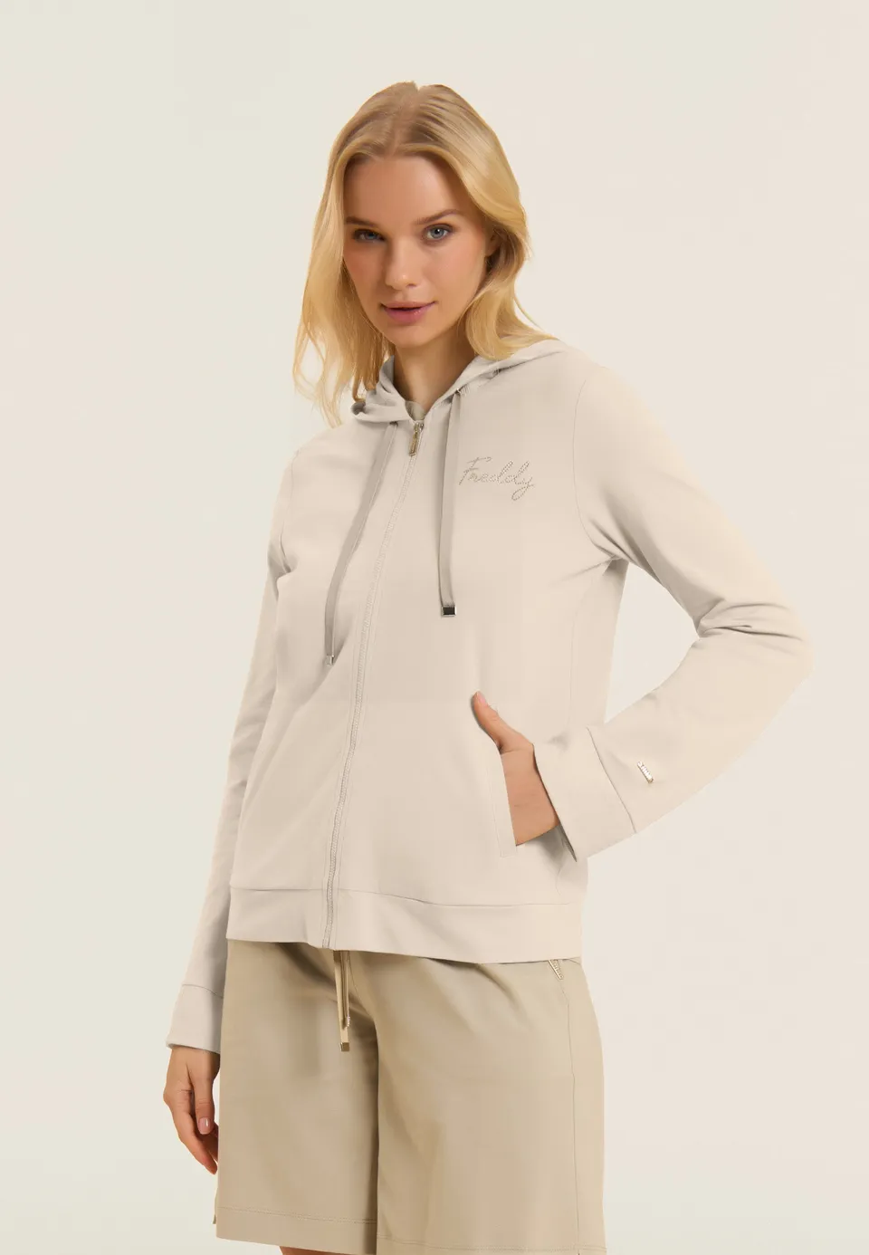 freddy-zip-con-cappuccio-crinkle-felpa-donna-in-jersey image 1