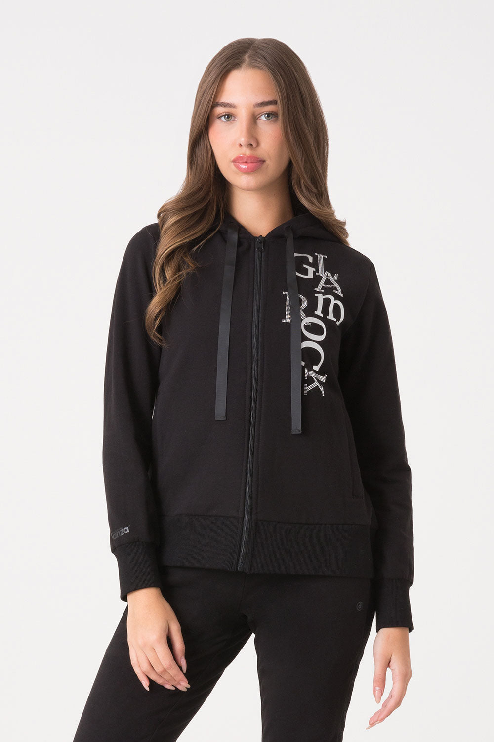 dimensione-danza-felpa-cappuccio-zip-donna-con-stampa-a-contrasto image 1