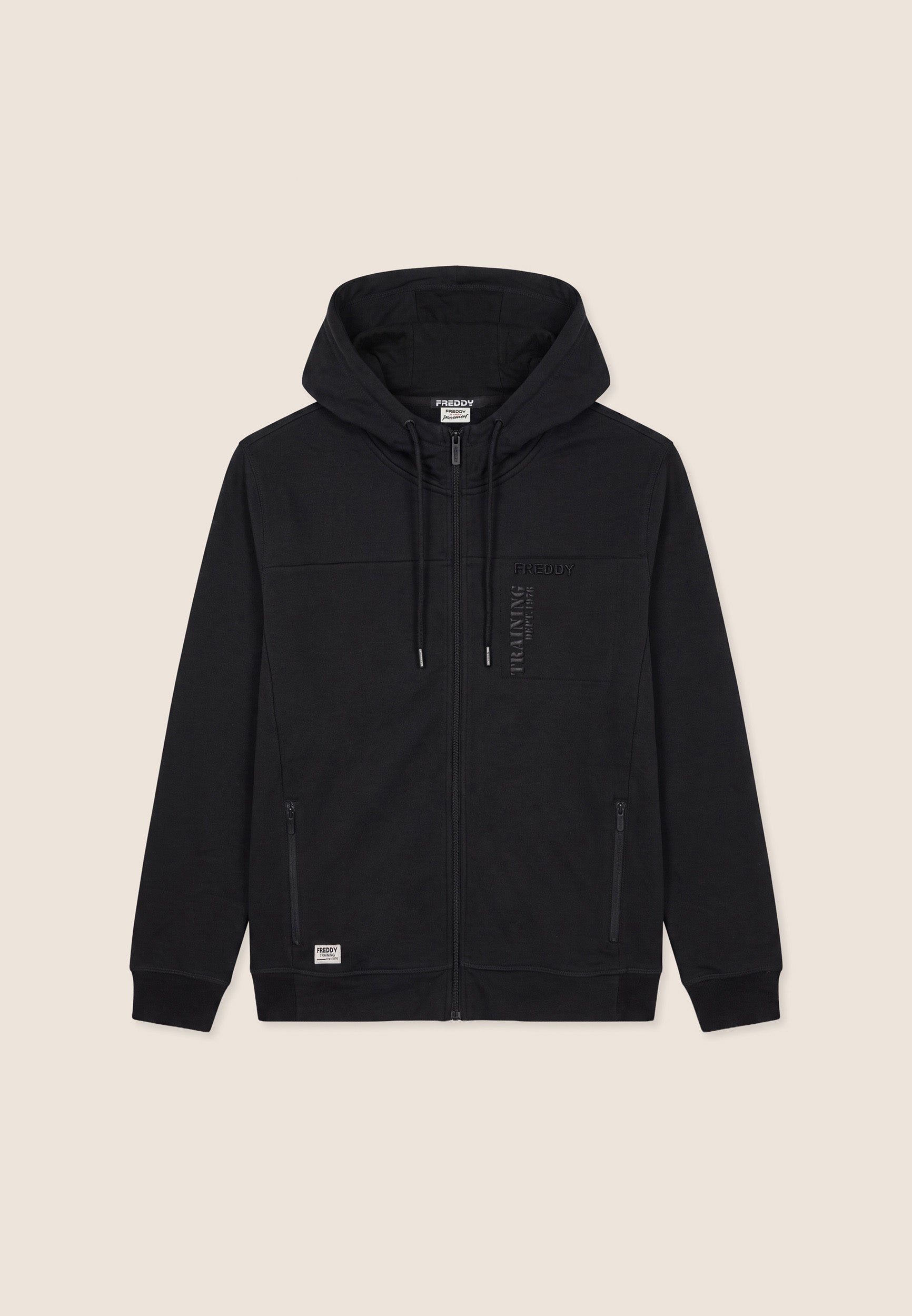 freddy-felpa-sportiva-uomo-regular-fit-con-zip-e-cappuccio-garzata image 1