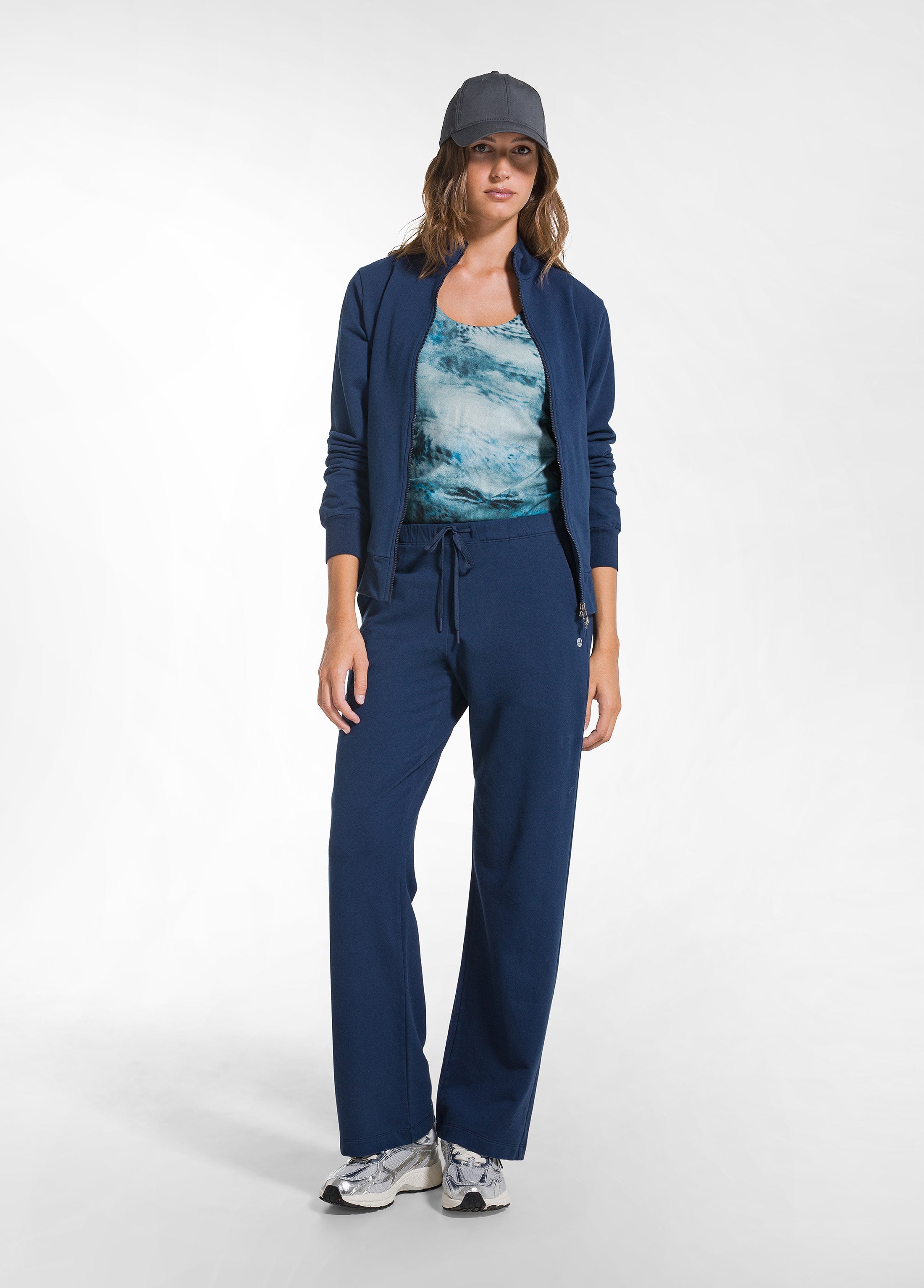 deha-d52021-felpa-stretch-con-zip-senza-cappuccio-blu image 4