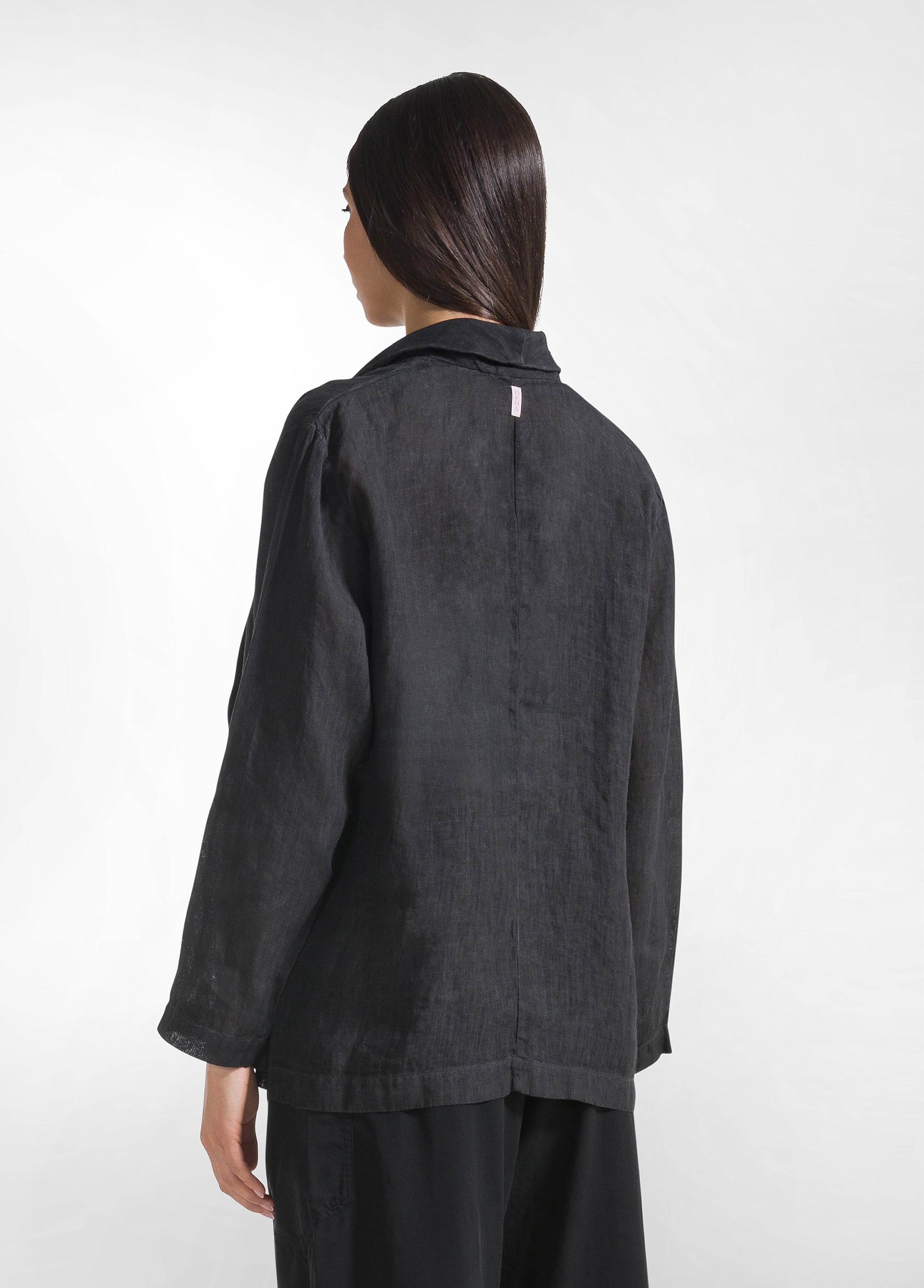 deha-blazer-in-lino-effetto-sfumato-nero image 2
